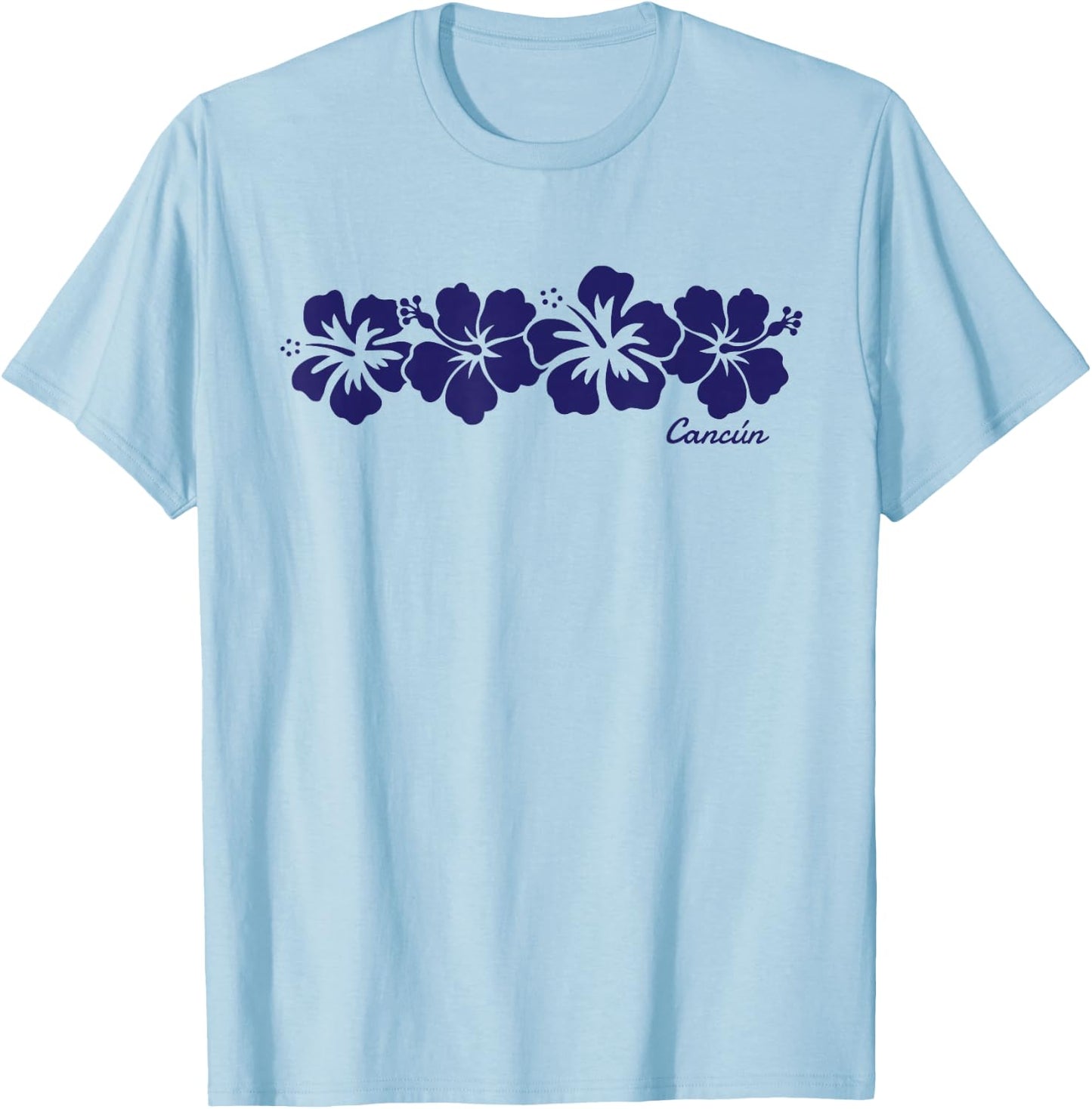 Cancun Mexico Hibiscus Flower Boys Girls Vacation Souvenir T-Shirt - T-Shirt | Light Blue