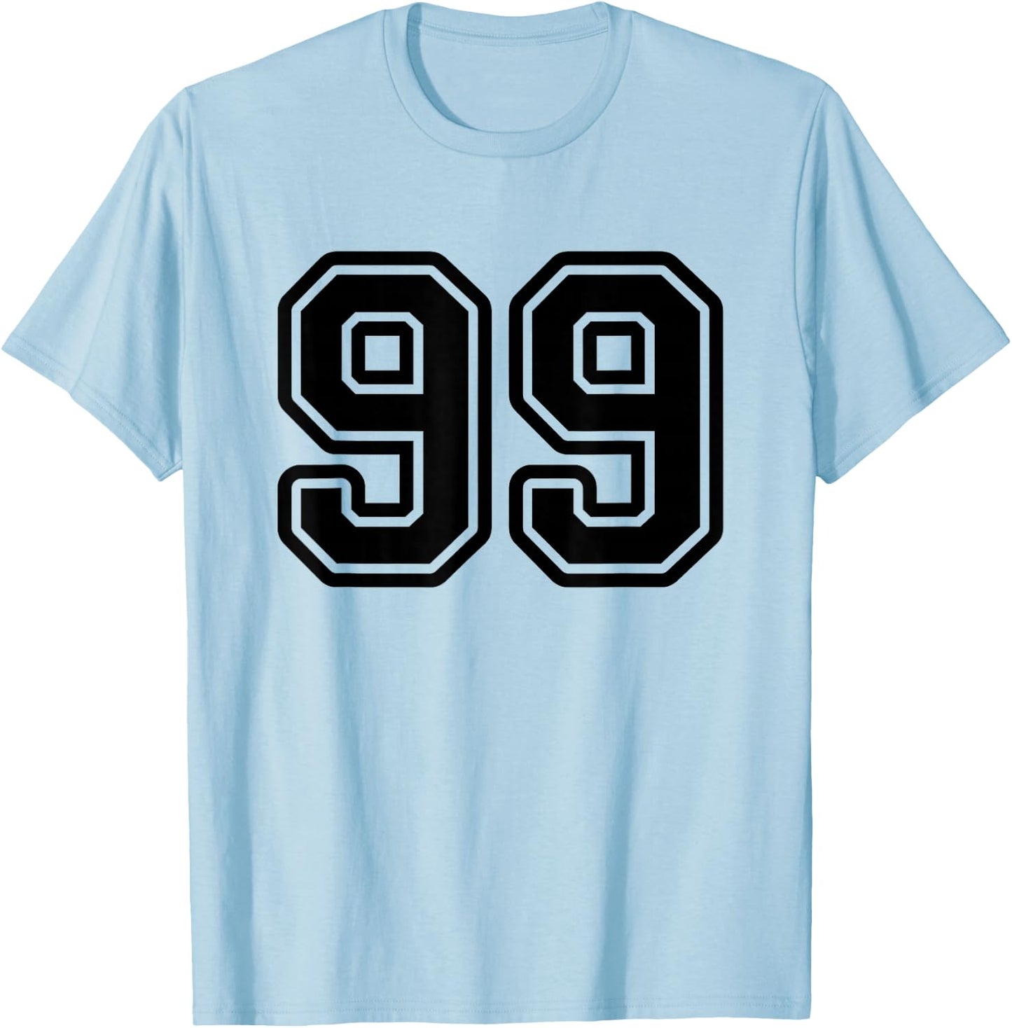 Black Sports Team Number 99 T-Shirt - T-Shirt | Light Blue