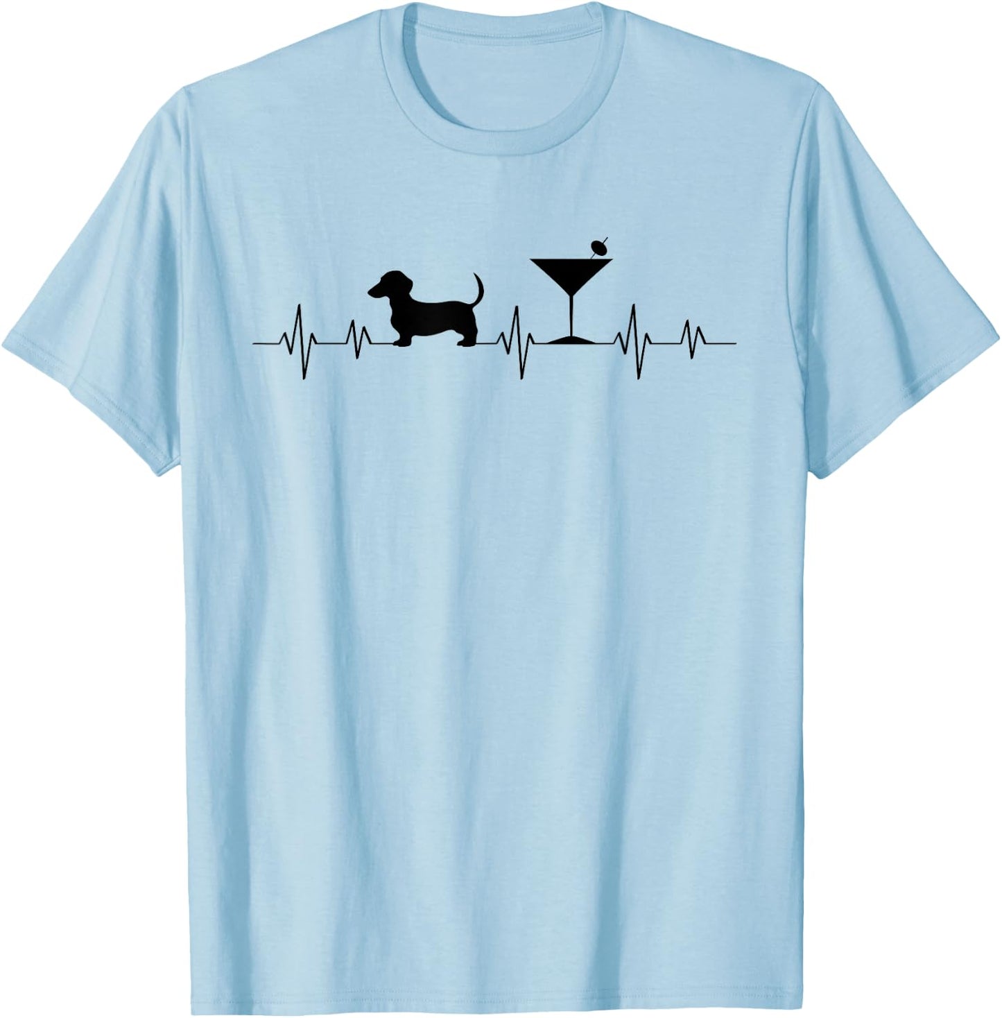 Weenies Martinis EKG Heartbeat Love Vintage Dachshund T-Shirt - T-Shirt | Light Blue