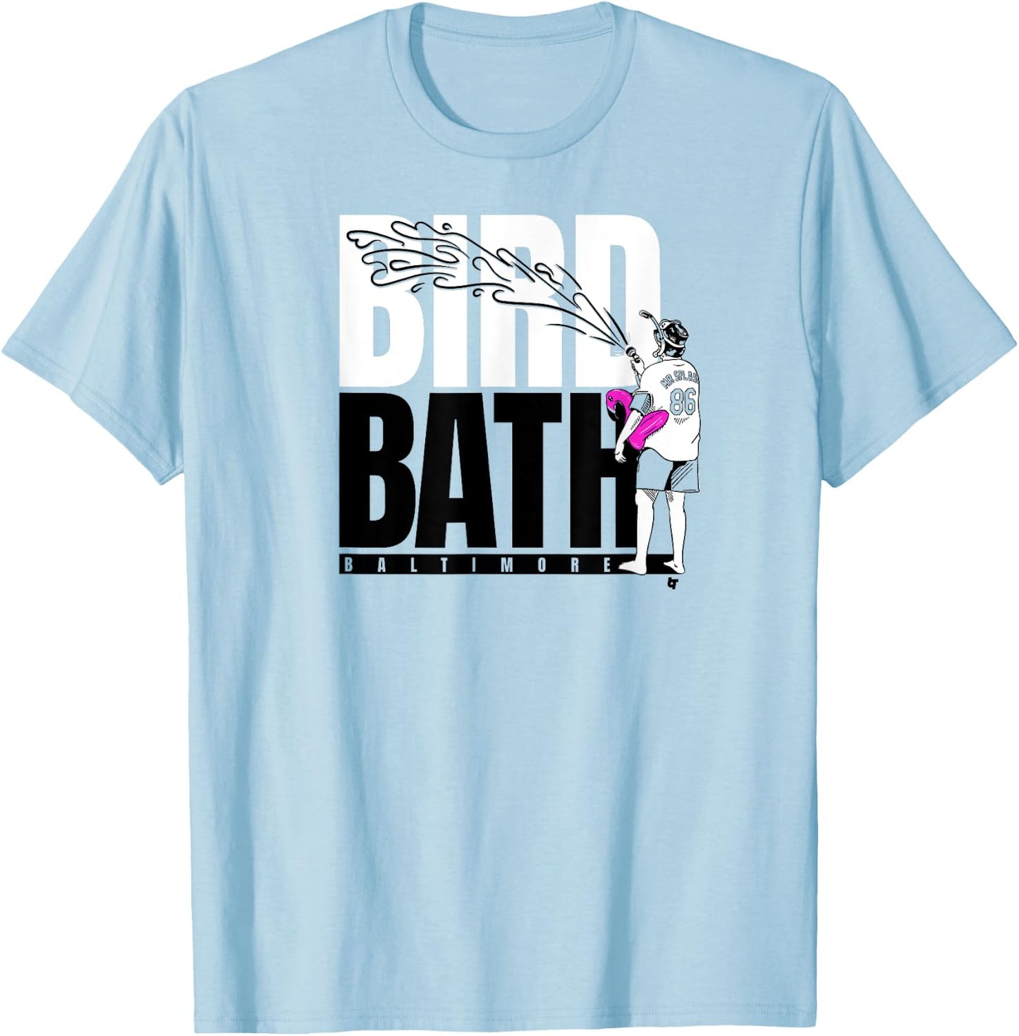 Baltimore Baseball: Mr. Splash Bird Bath T-Shirt - T-Shirt | Light Blue