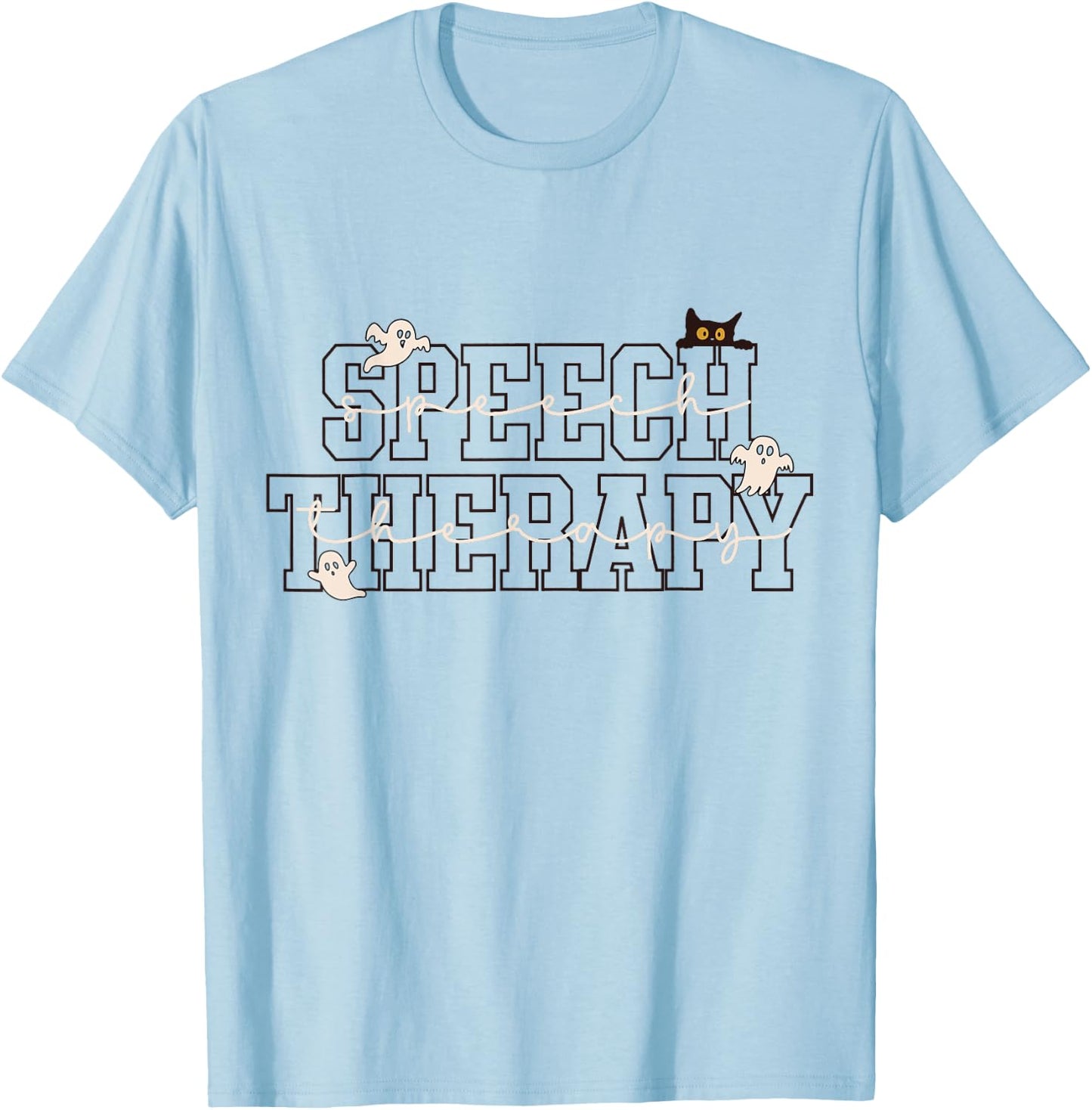 Speech Therapy SLP Ghost Speech Therapy Halloween T-Shirt - T-Shirt | Light Blue