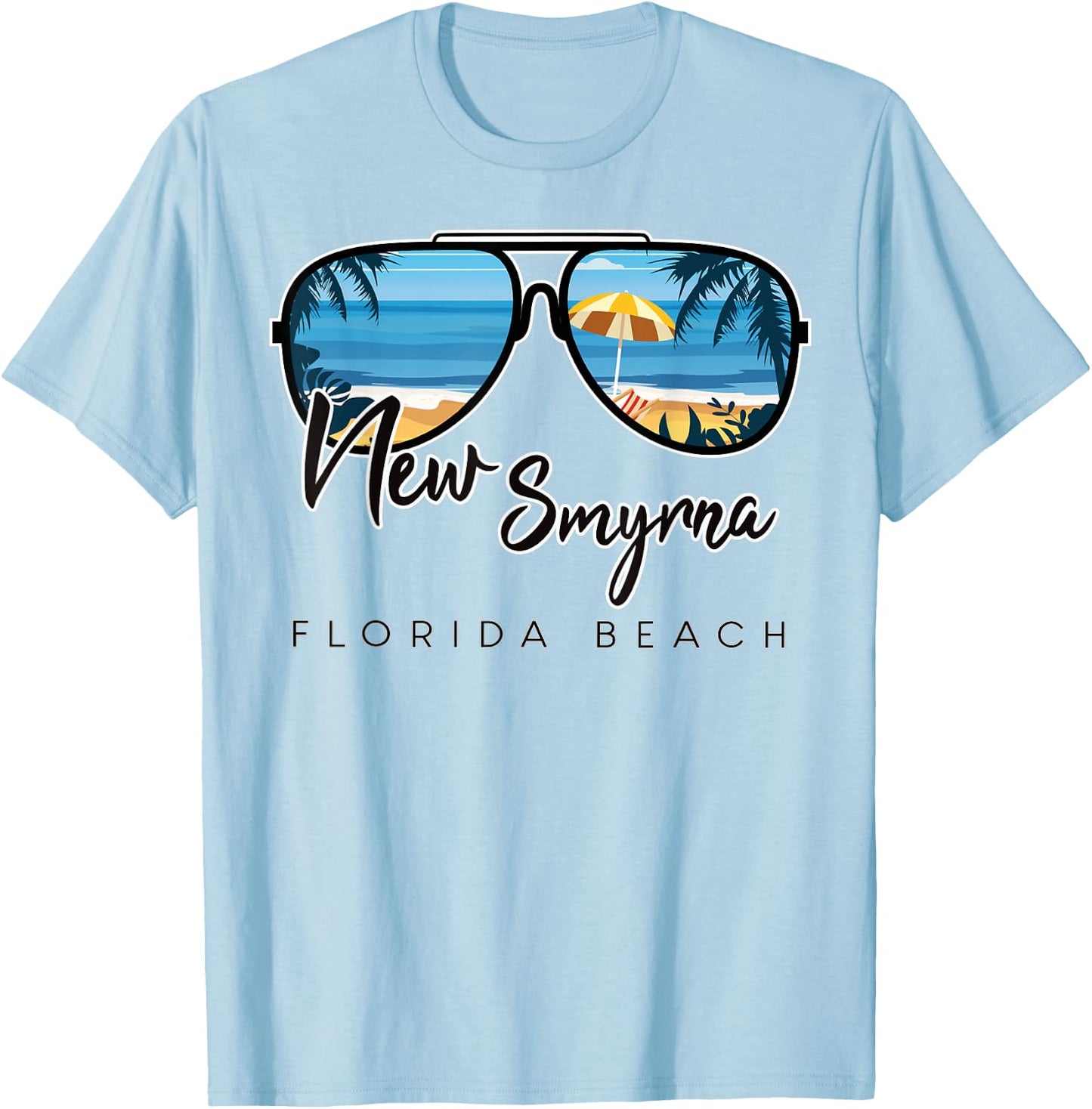 New Smyrna Beach Florida Palm Tree Sunglasses Souvenir Women Kids T-Shirt - T-Shirt | Light Blue