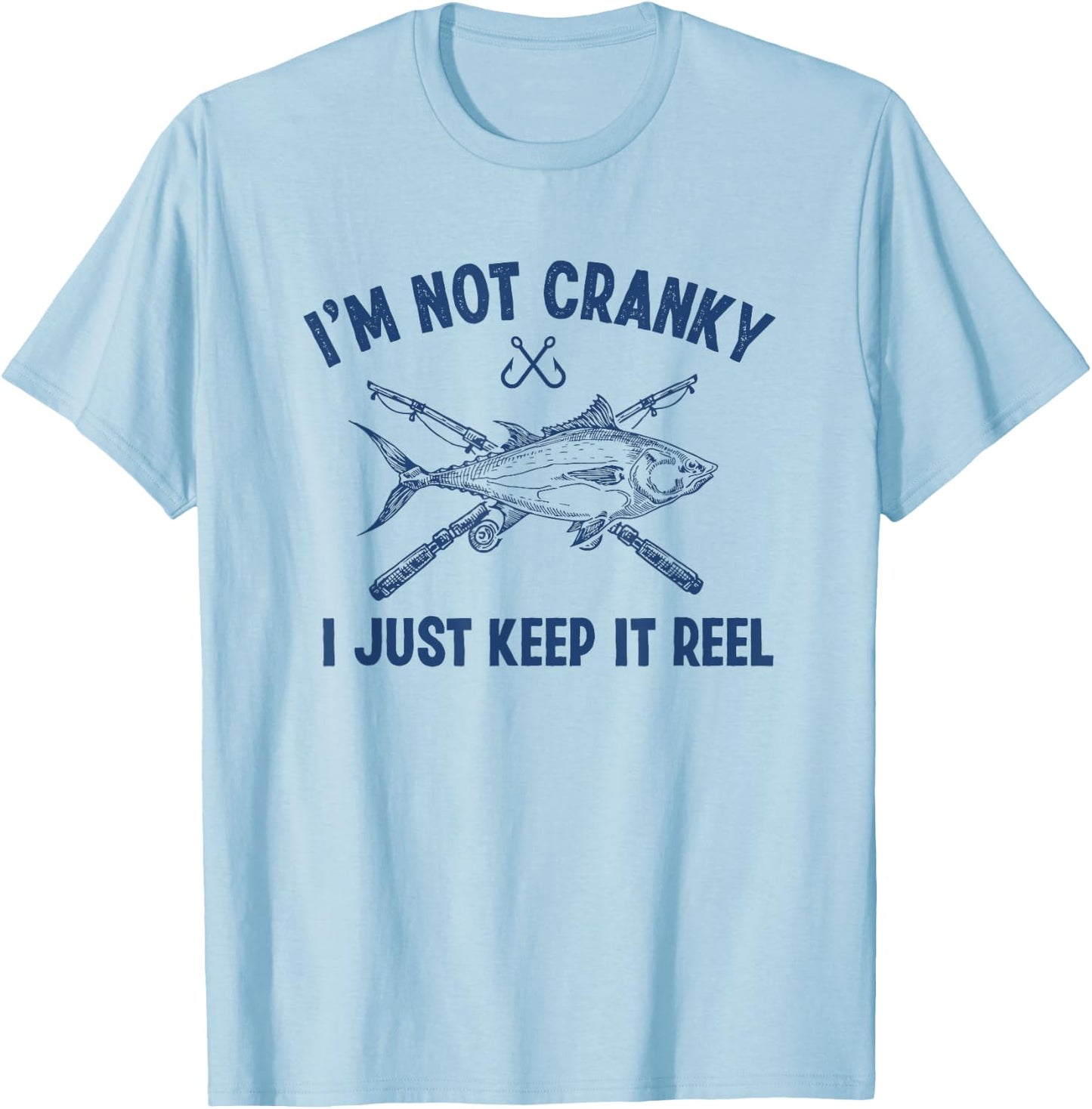 Fishtastic Funny Cranky Fishing Fisherman , Small, Grey T-Shirt - T-Shirt | Light Blue