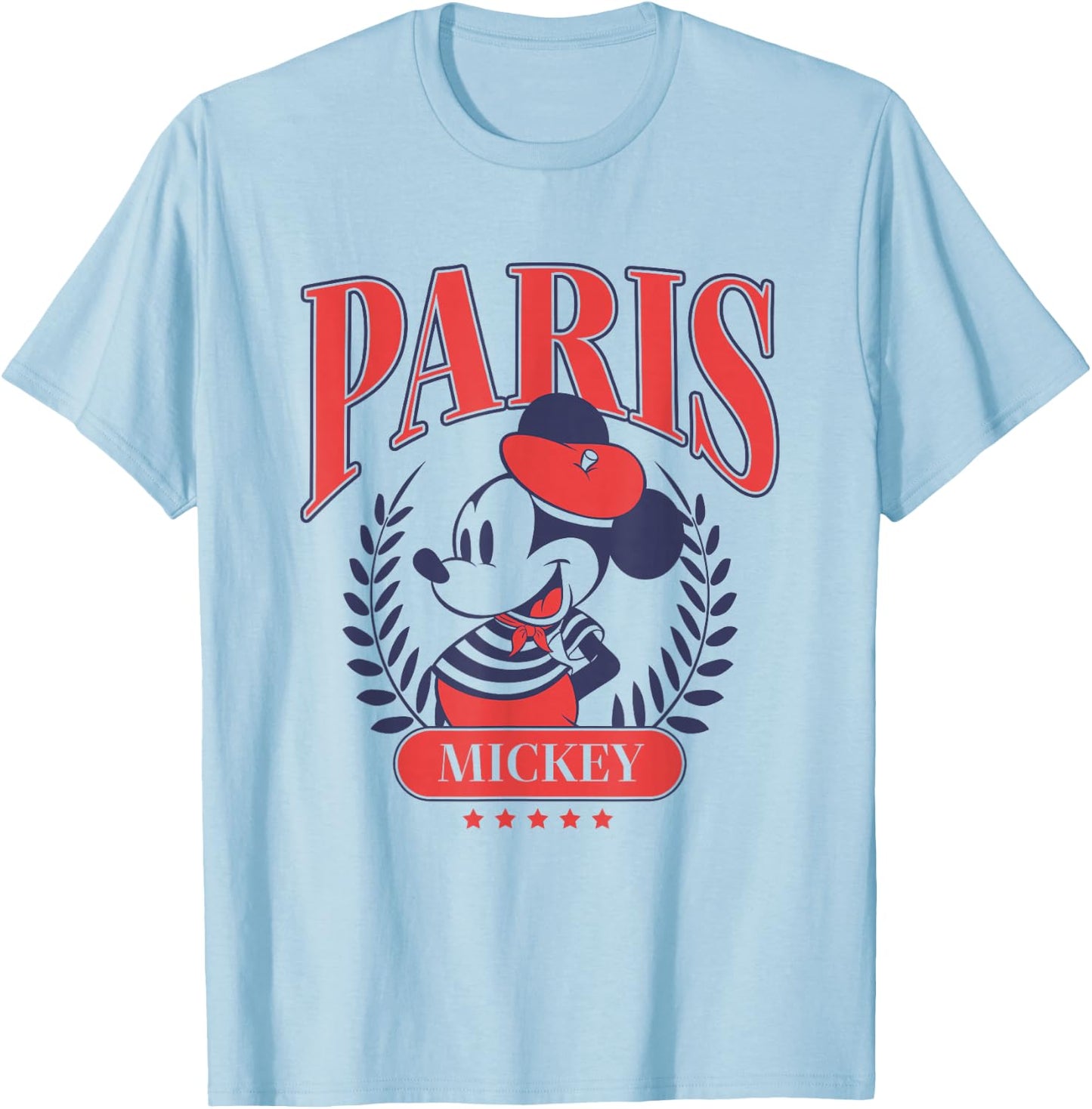 Disney Mickey and Friends Iconic Parisian Mickey Chest Logo T-Shirt - T-Shirt | Light Blue