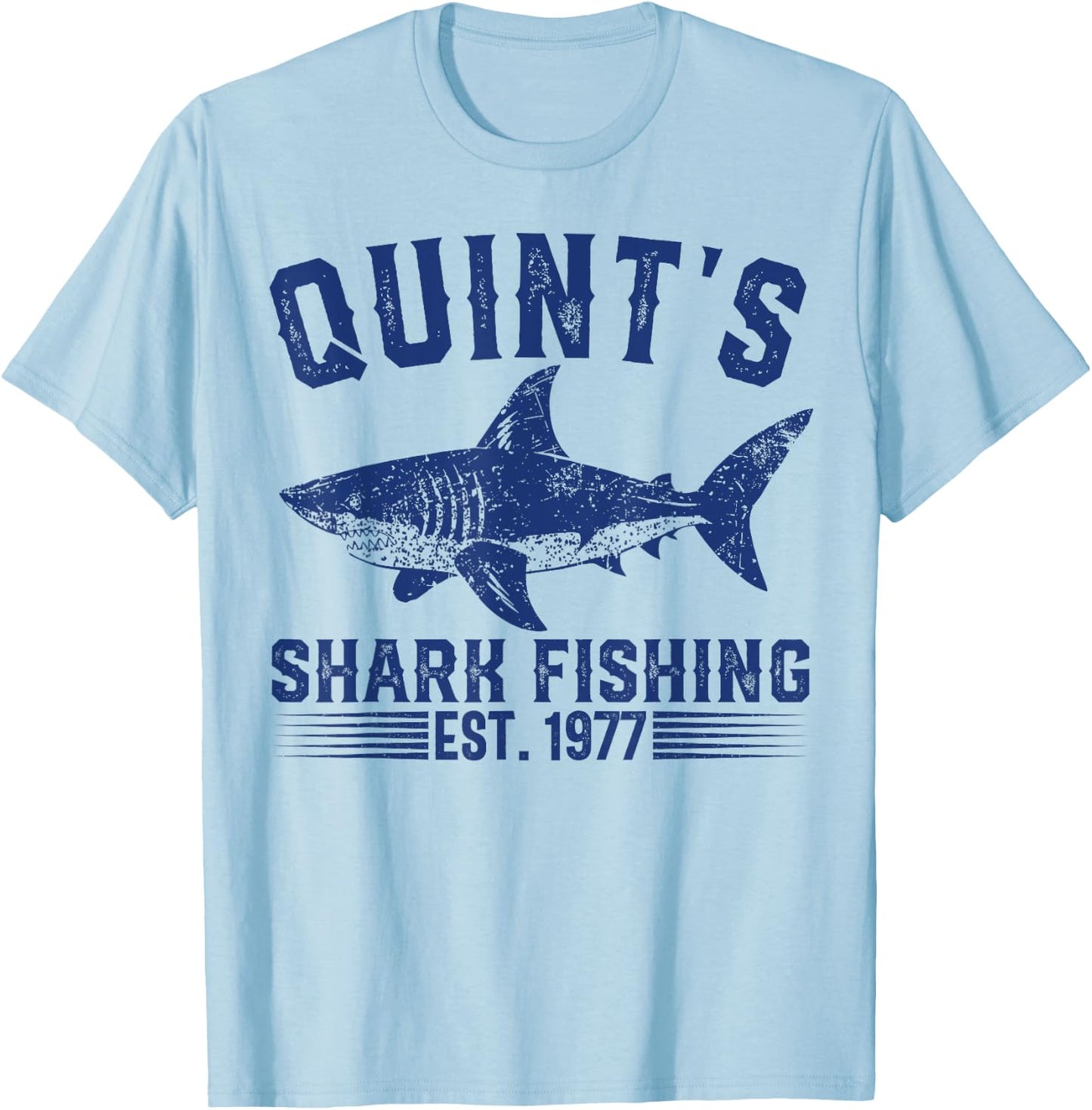 Vintage Quint's Shark Fishing 1977 Retro Fisher Birthday T-Shirt - T-Shirt | Light Blue