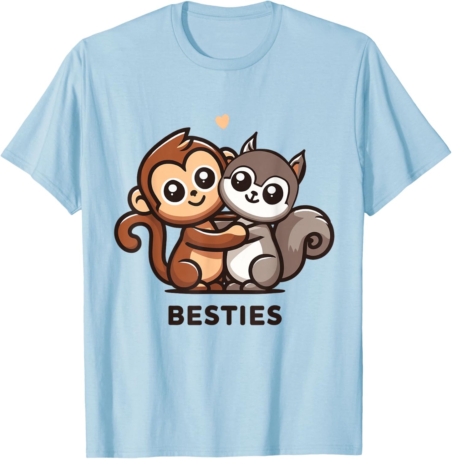 Cute Monkey and Squirrel Besties Friends Best Pal T-Shirt - T-Shirt | Light Blue