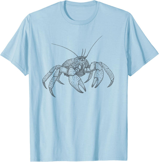 Vintage Coconut Crab Drawing Art Design T-Shirt - T-Shirt | Light Blue