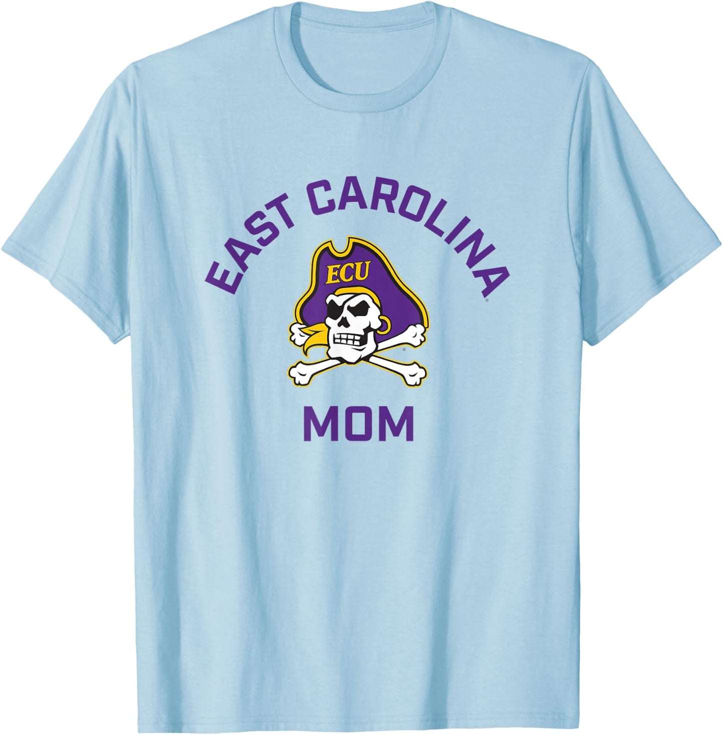 East Carolina University ECU Pirates Arched Mom T-Shirt - T-Shirt | Light Blue