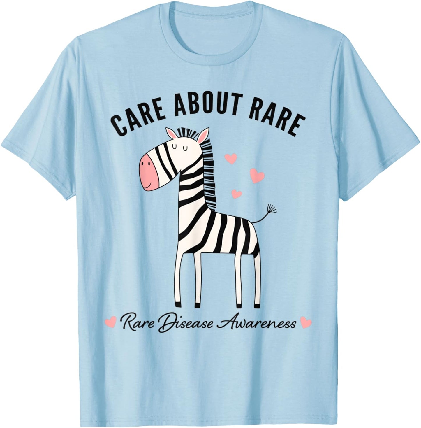 Rare Disease Awareness - Care About Rare - Cute Zebra T-Shirt - T-Shirt | Light Blue