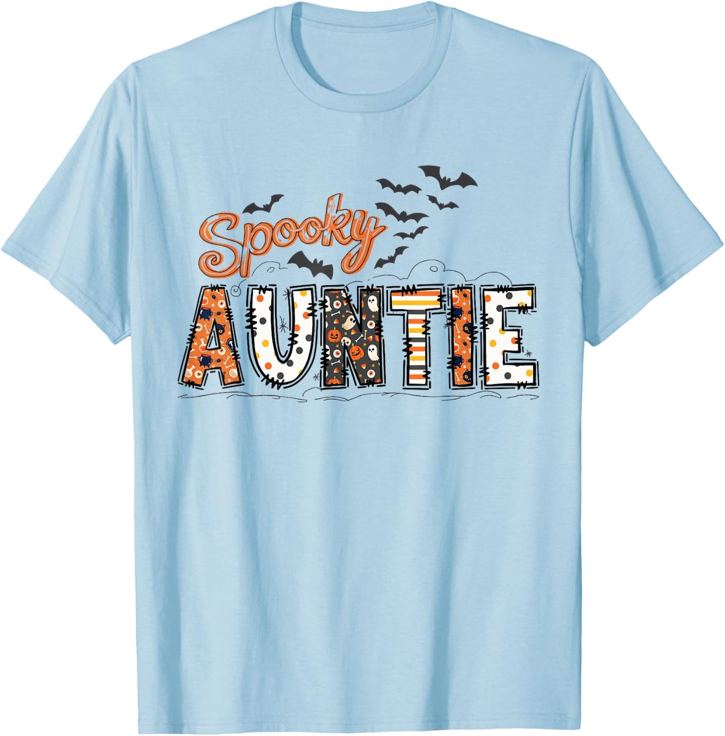 Spooky Auntie Halloween Auntie Life Family Matching T-Shirt - T-Shirt | Light Blue