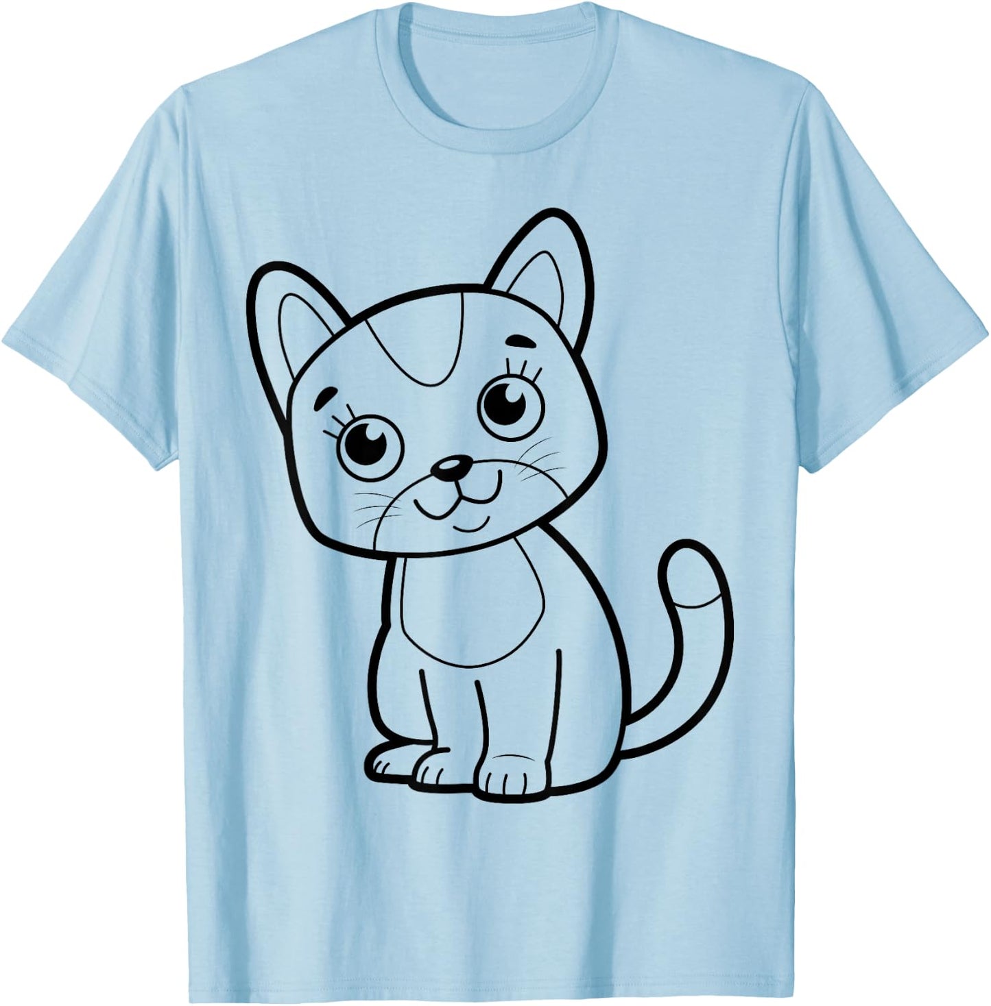 Cute cat to paint and color in for children T-Shirt - T-Shirt | Light Blue