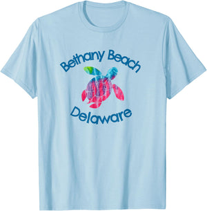 Bethany Beach Delaware Coastal Rustic Watercolor Turtle T-Shirt - T-Shirt | Light Blue