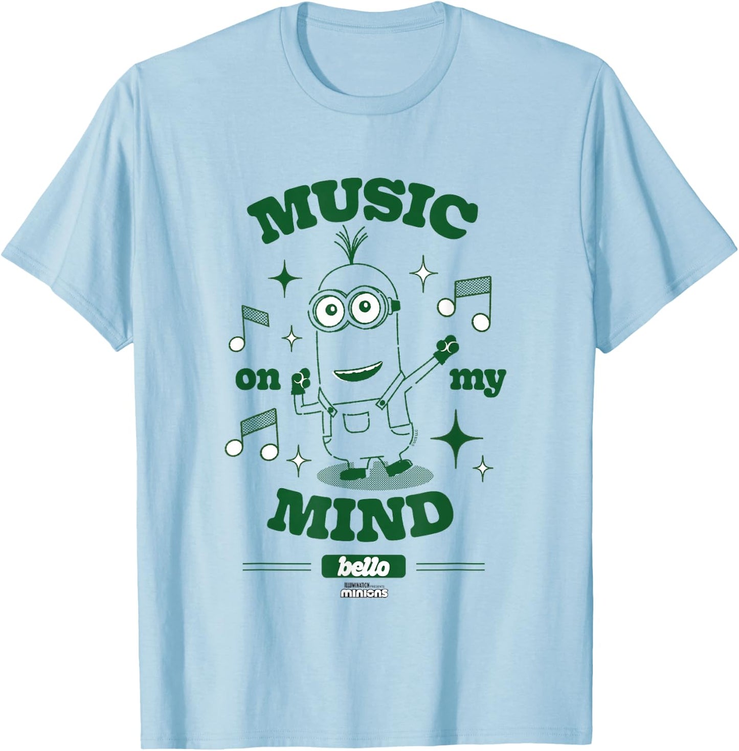 Minions Music On My Mind Bello Minion Dance Party T-Shirt - T-Shirt | Light Blue