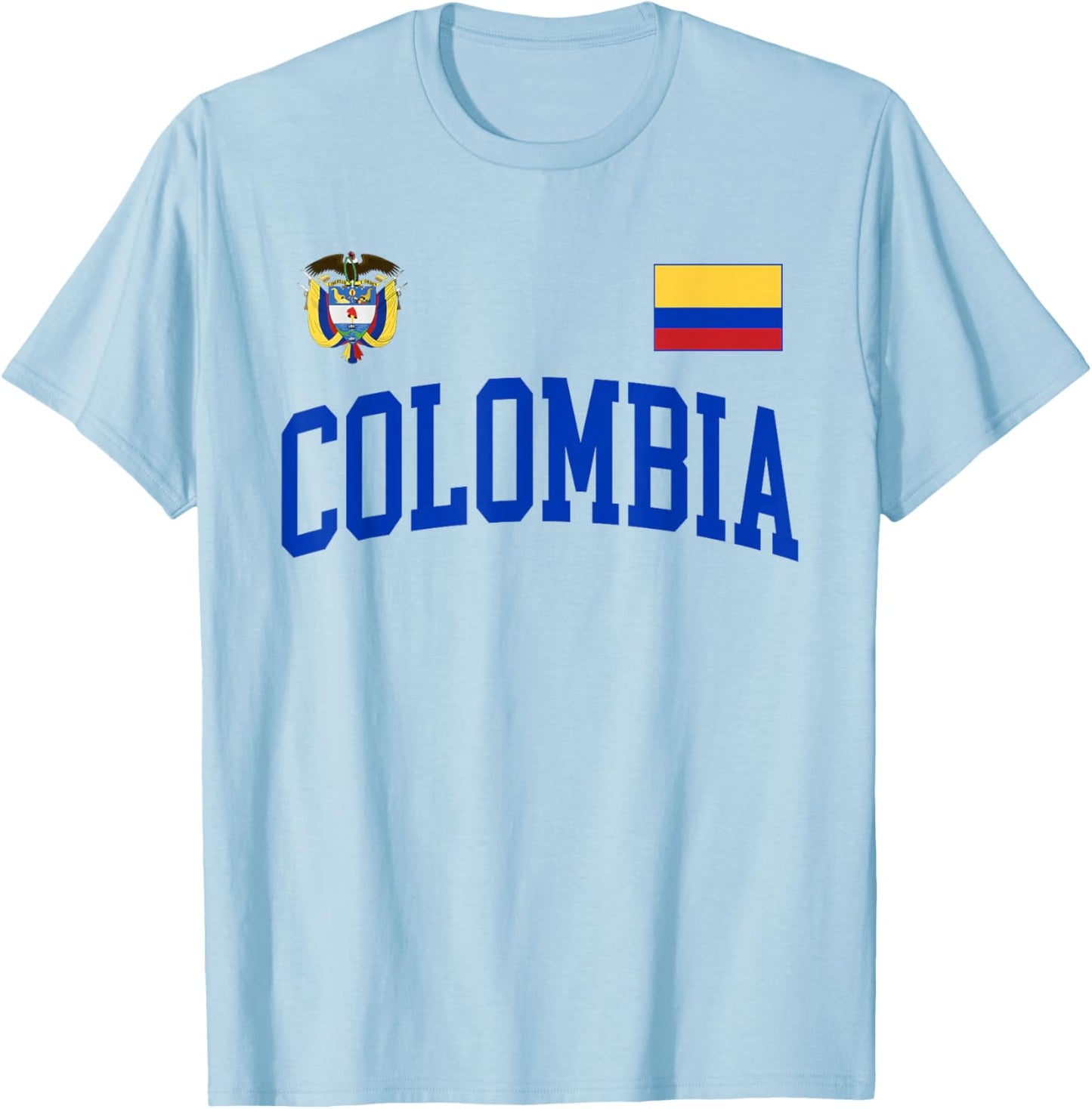 Threadrock Vintage Retro Colombia Flag Colombian Pride , Small, Yellow T-Shirt - T-Shirt | Light Blue