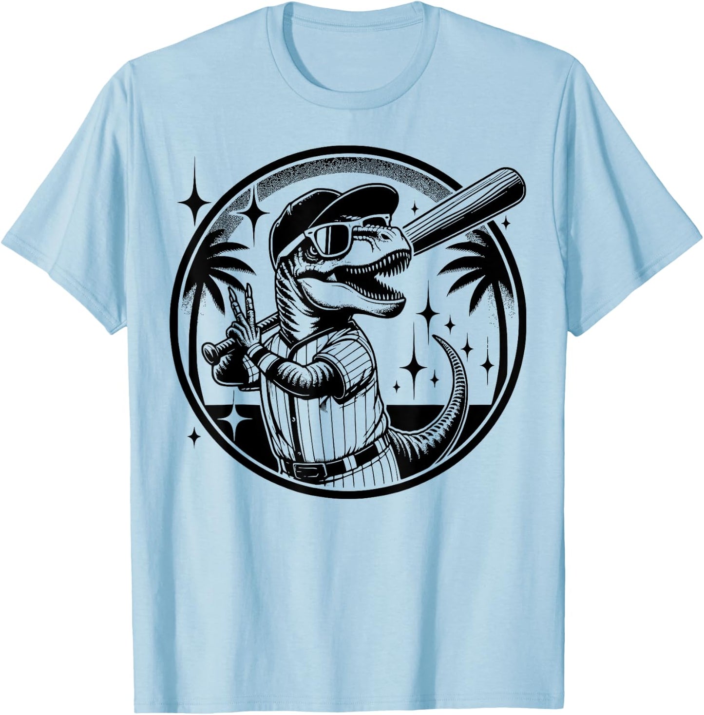 Funny T-rex Dinosaur Baseball Shirt Kids Men Women Softball T-Shirt - T-Shirt | Light Blue