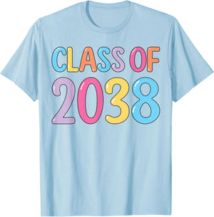 Class of 2038 Grow With Me Pre-K to 12 Handprints On Back T-Shirt - T-Shirt | Light Blue