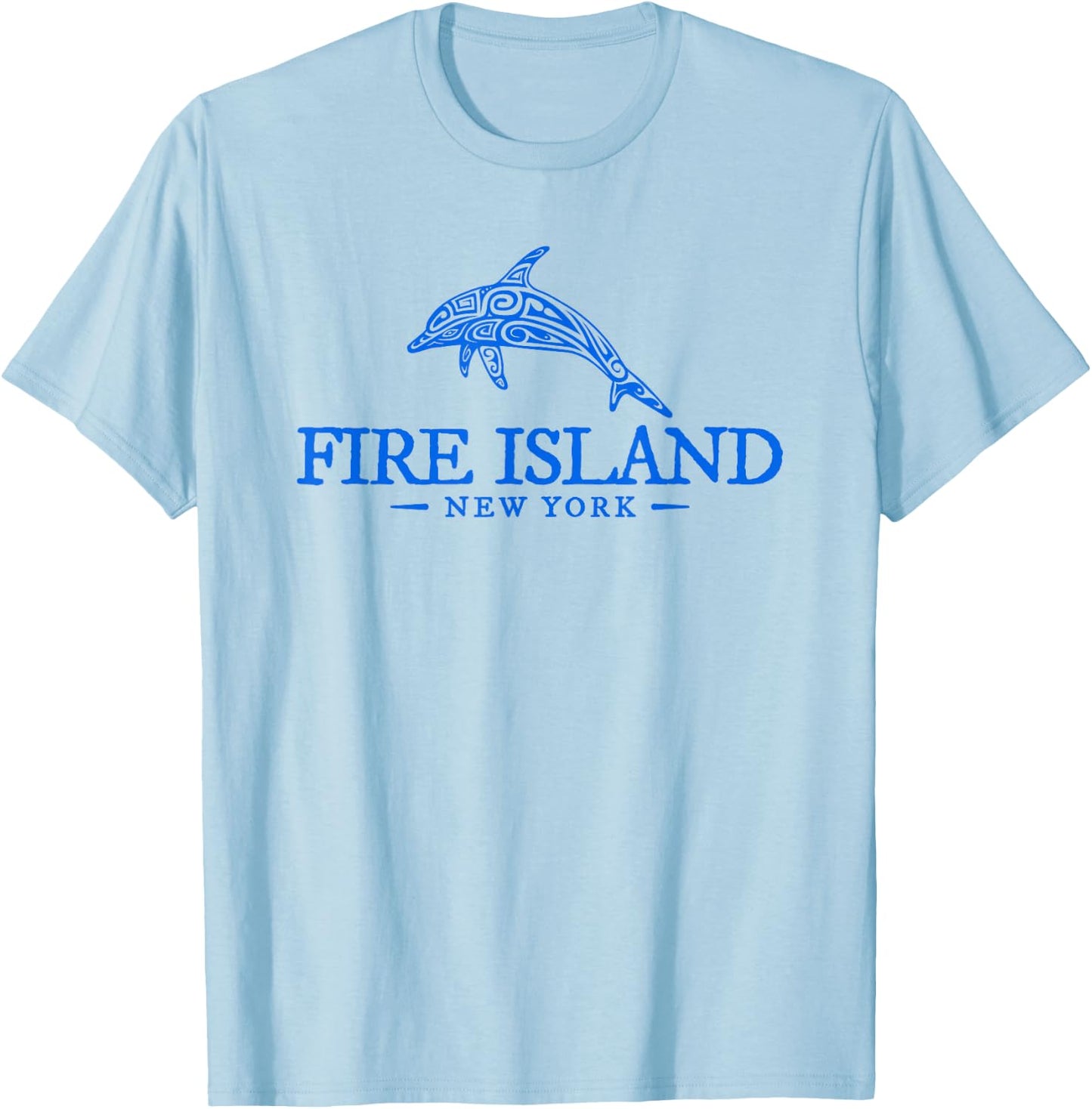 Fire Island New York Dolphin Women Beach Souvenir T-Shirt - T-Shirt | Light Blue