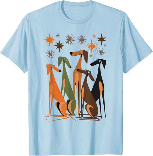 Vintage Retro Mid-Century Long Neck Dogs 50s 60s Style T-Shirt - T-Shirt | Light Blue