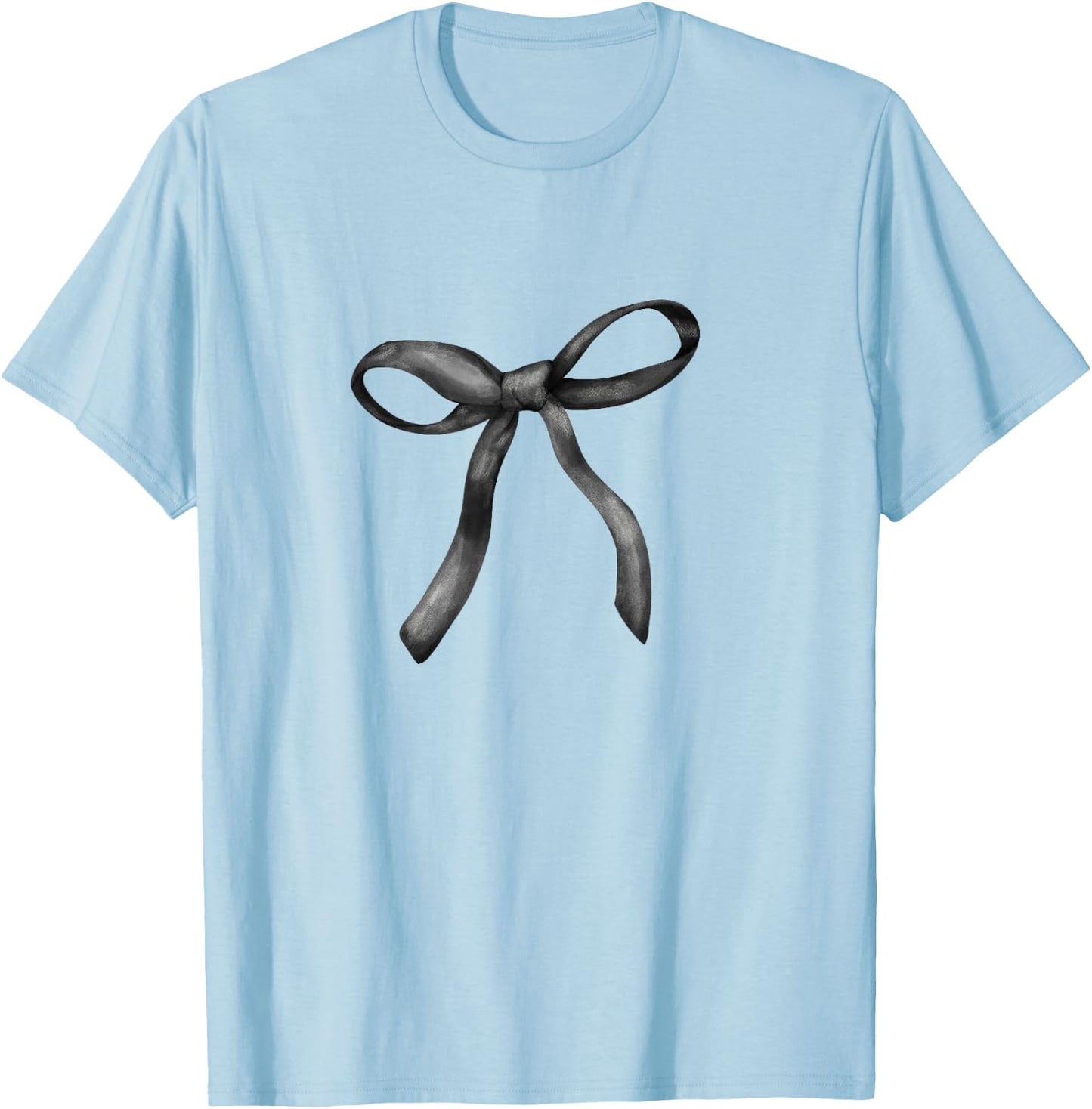 Black Bow Coquette Girly Aesthetic T-Shirt - T-Shirt | Light Blue
