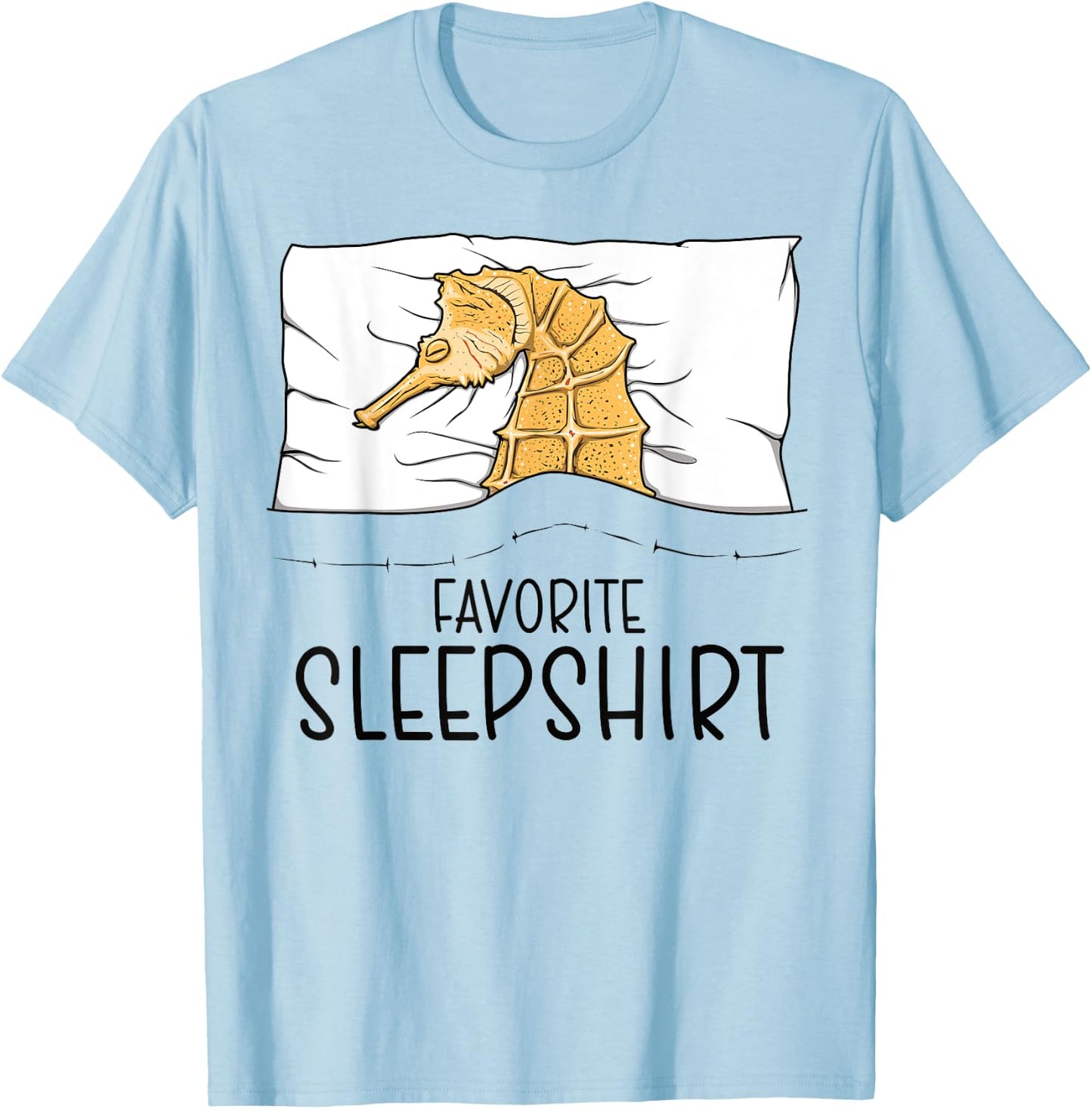 Favorite Sleepshirt Seahorse, Napping Seahorse Pajama T-Shirt - T-Shirt | Light Blue