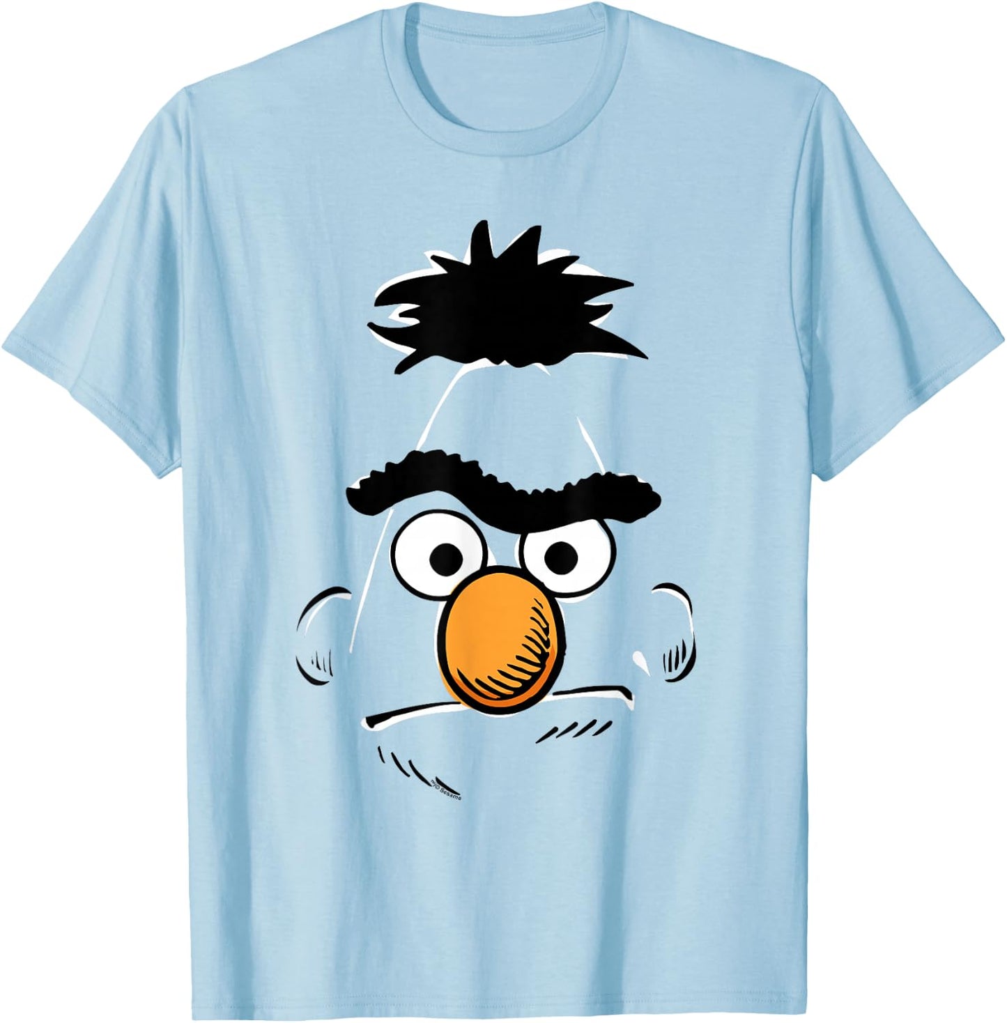 Sesame Street Bert Retro Sketch Face Halloween Costume T-Shirt - T-Shirt | Light Blue