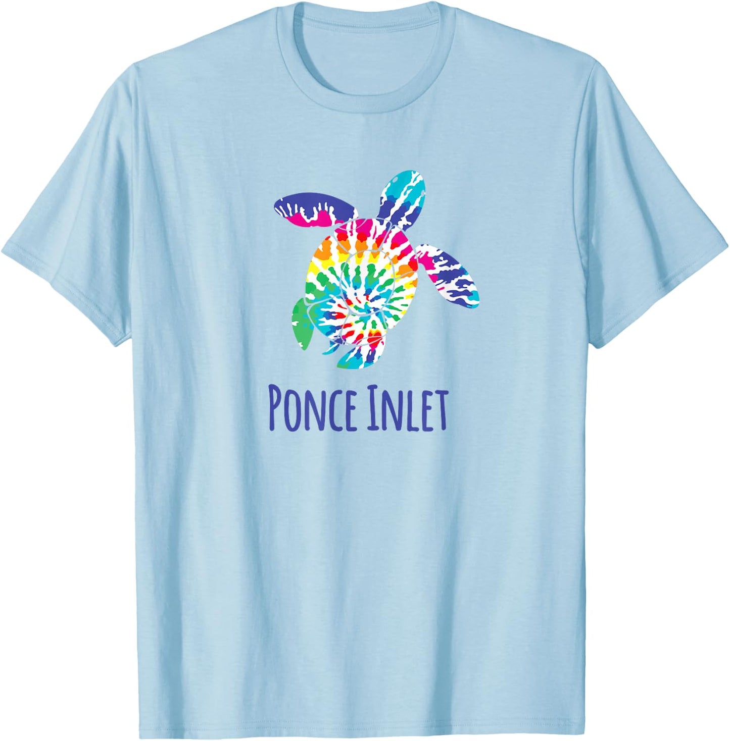 Ponce Inlet Florida Coastal Batik Tie Dye Loggerhead Turtle T-Shirt - T-Shirt | Light Blue