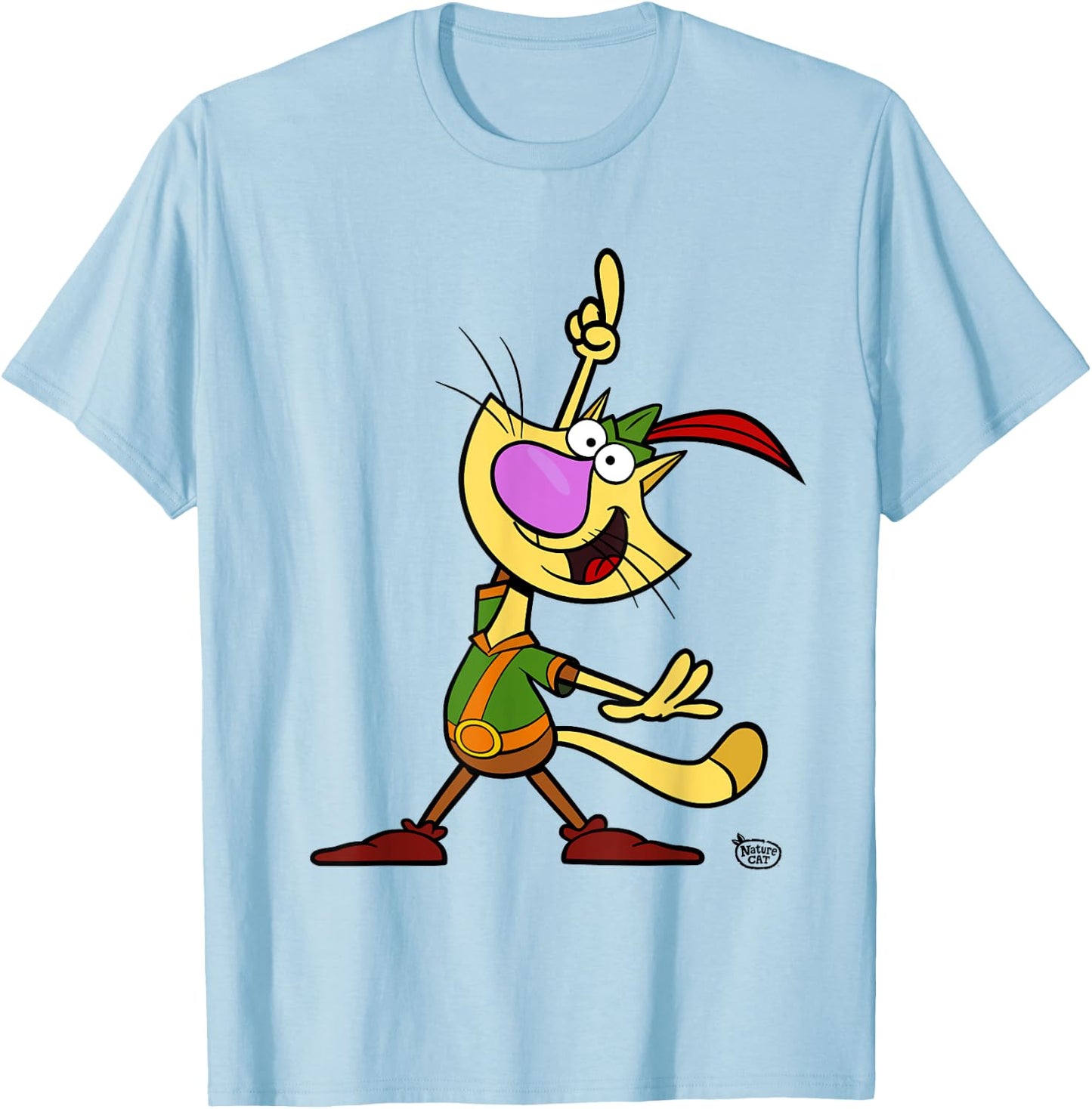 Nature Cat Character Women Girls Kids T-Shirt - T-Shirt | Light Blue
