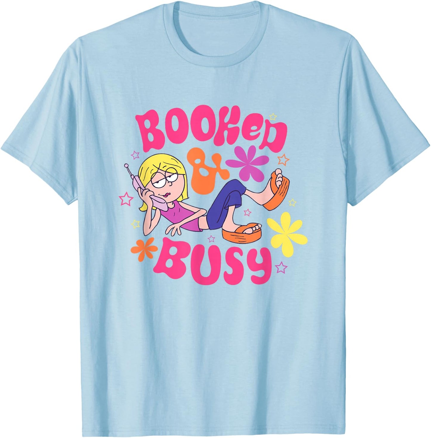 Disney Lizzy McGuire Cool Lizzie Boked & Busy Big Chest Logo T-Shirt - T-Shirt | Light Blue