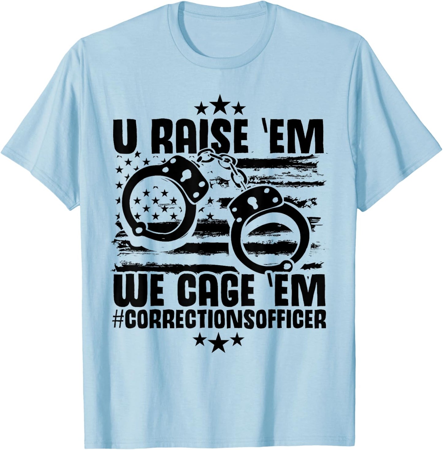 Corrections Decor Thin Silver Line Gear Correctional Officer T-Shirt - T-Shirt | Light Blue