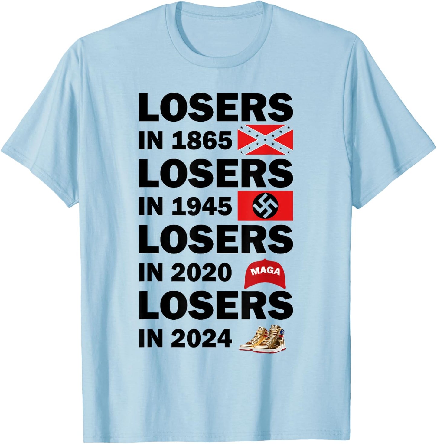 Losers In 1865 Losers In 1945 Losers In 2024 T-Shirt - T-Shirt | Light Blue