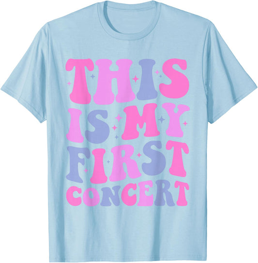 This Is My First Concert Music Event Retro Groovy Girls T-Shirt - T-Shirt | Light Blue