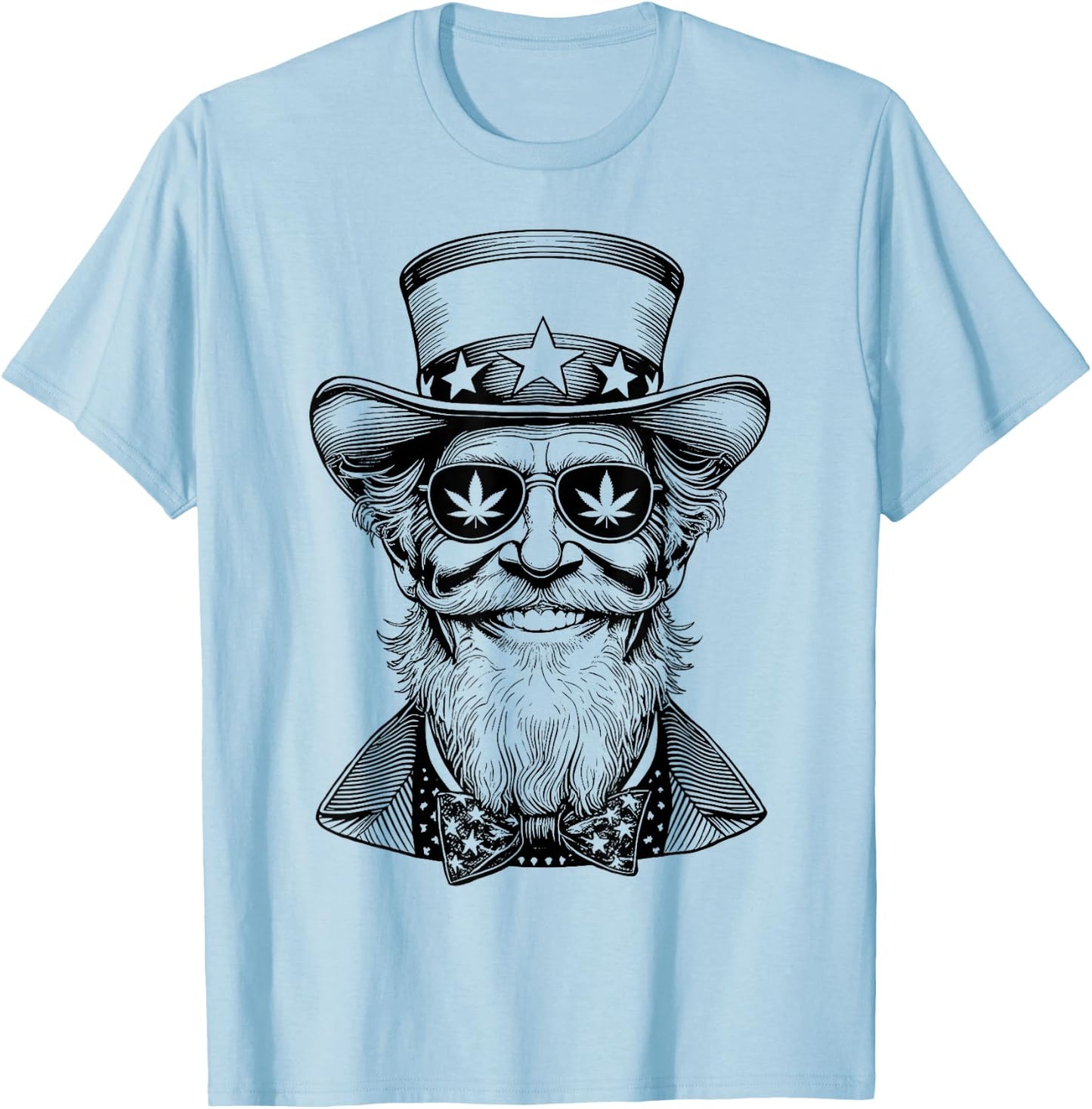 Weed Uncle Sam USA Funny 4th Of July 420 Stoner Marijuana Women Men T-Shirt - T-Shirt | Light Blue