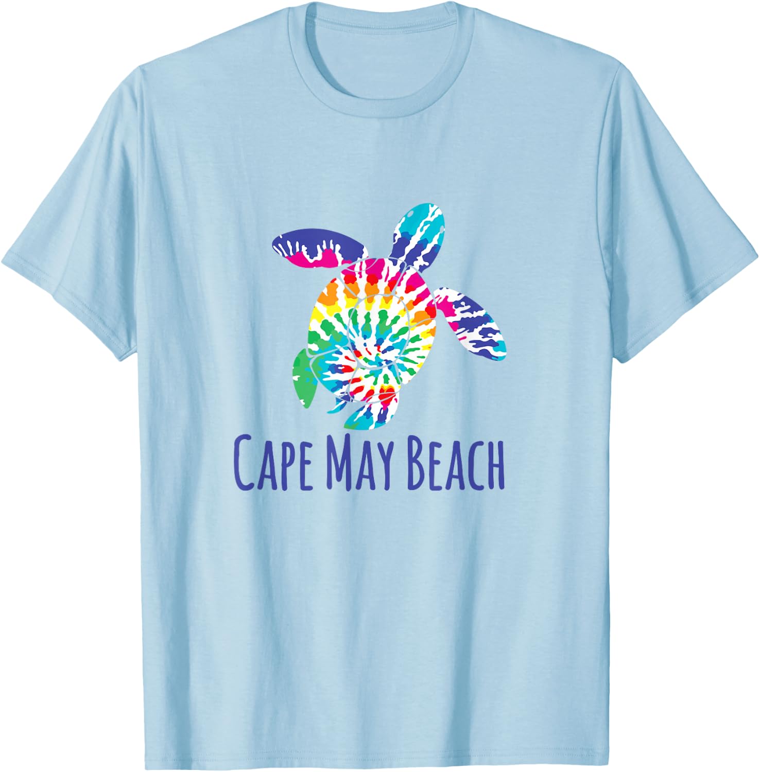 Cape May Beach New Jersey Batik Tie Dye Loggerhead Turtle T-Shirt - T-Shirt | Light Blue