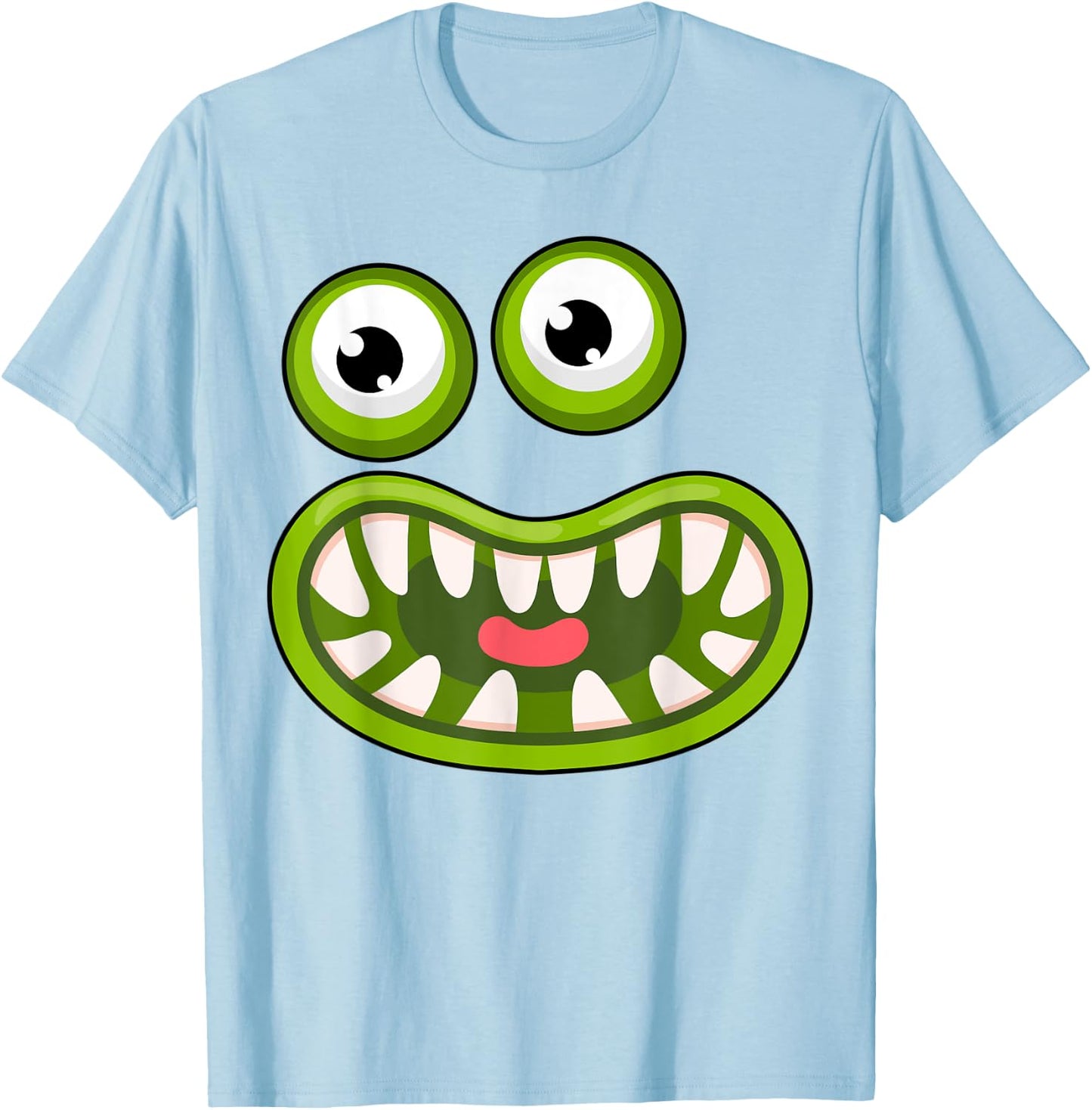Funny Green Big Mouth Monster Easy Halloween Costume T-Shirt - T-Shirt | Light Blue