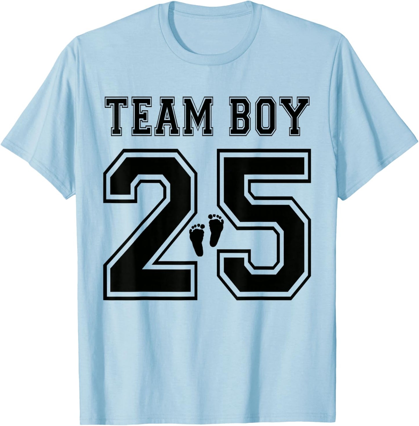 Team Boy 2025 Gender Reveal Boy Baby Shower Adoption T-Shirt - T-Shirt | Light Blue