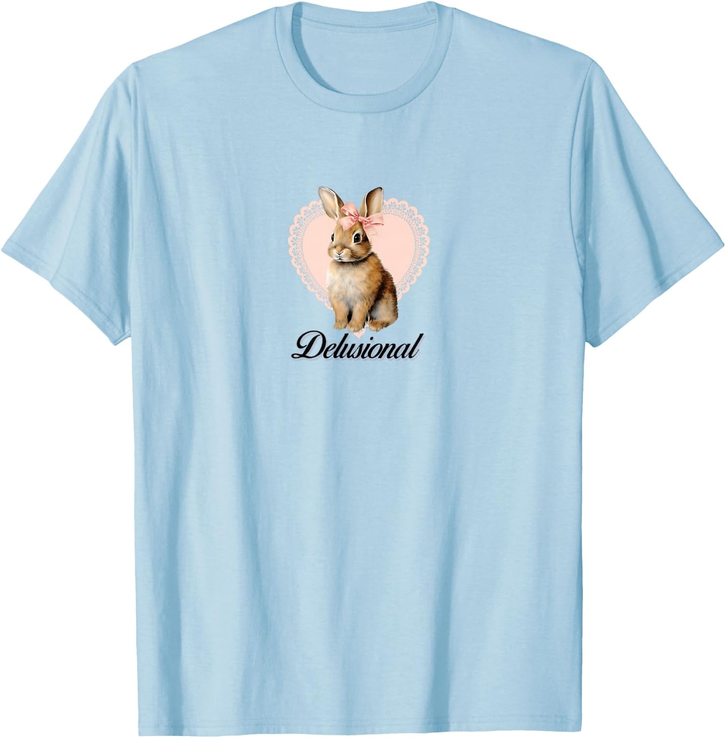 Delusional Coquette Rabbit Bunny Y2K Aesthetic T-Shirt - T-Shirt | Light Blue
