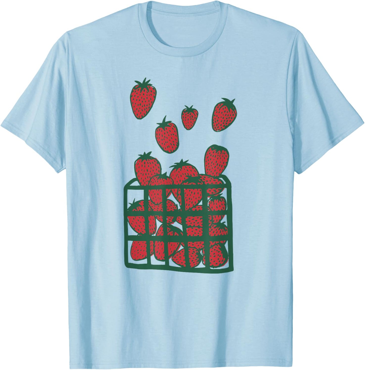 Strawberry Shirt | Farm Gardening Graphic Kids T-Shirt - T-Shirt | Light Blue