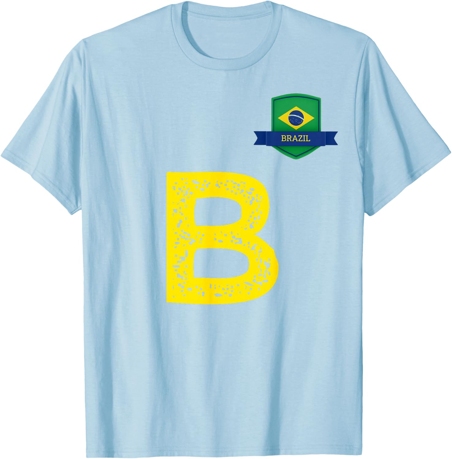 Brazil Human Flag Letter B Brazil T-Shirt - T-Shirt | Light Blue