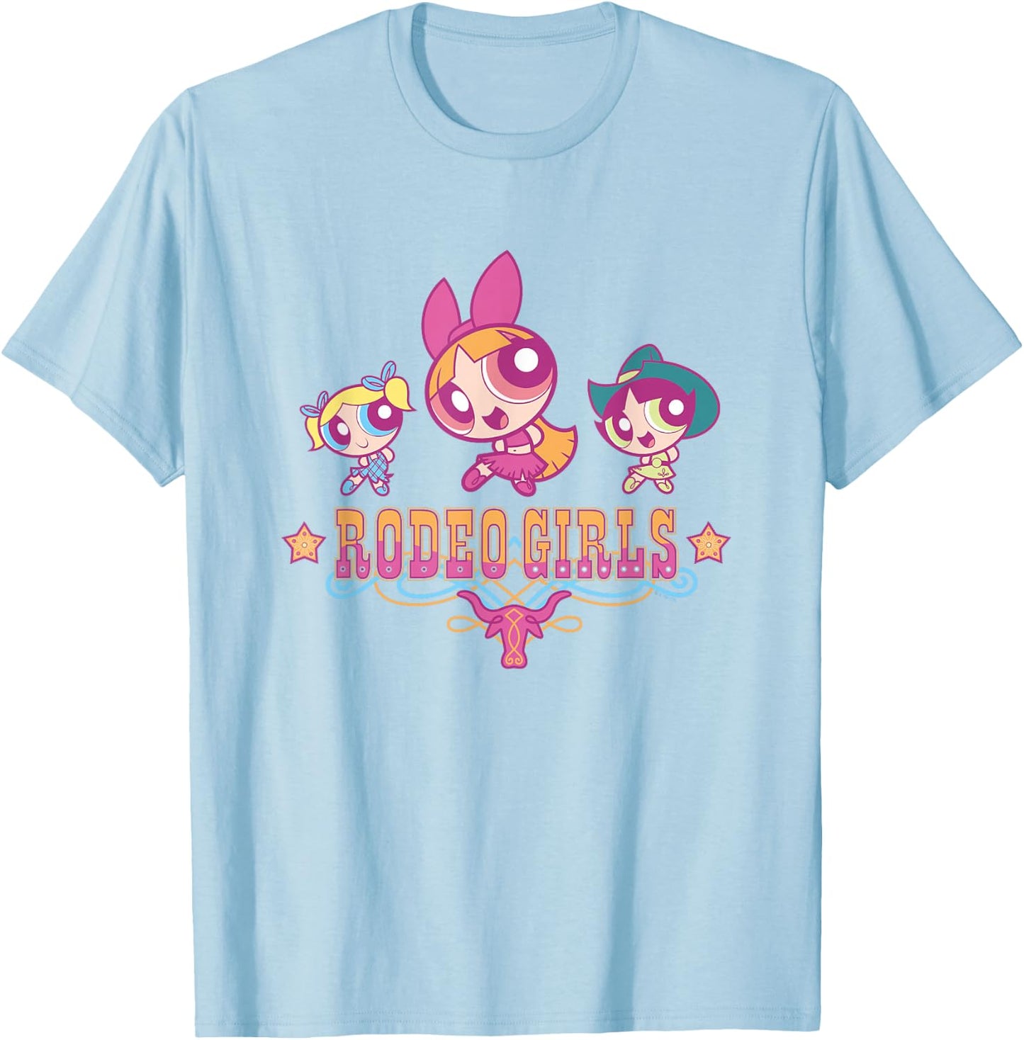 The Powerpuff Girls Rodeo Girls Group Shot Vintage T-Shirt - T-Shirt | Light Blue