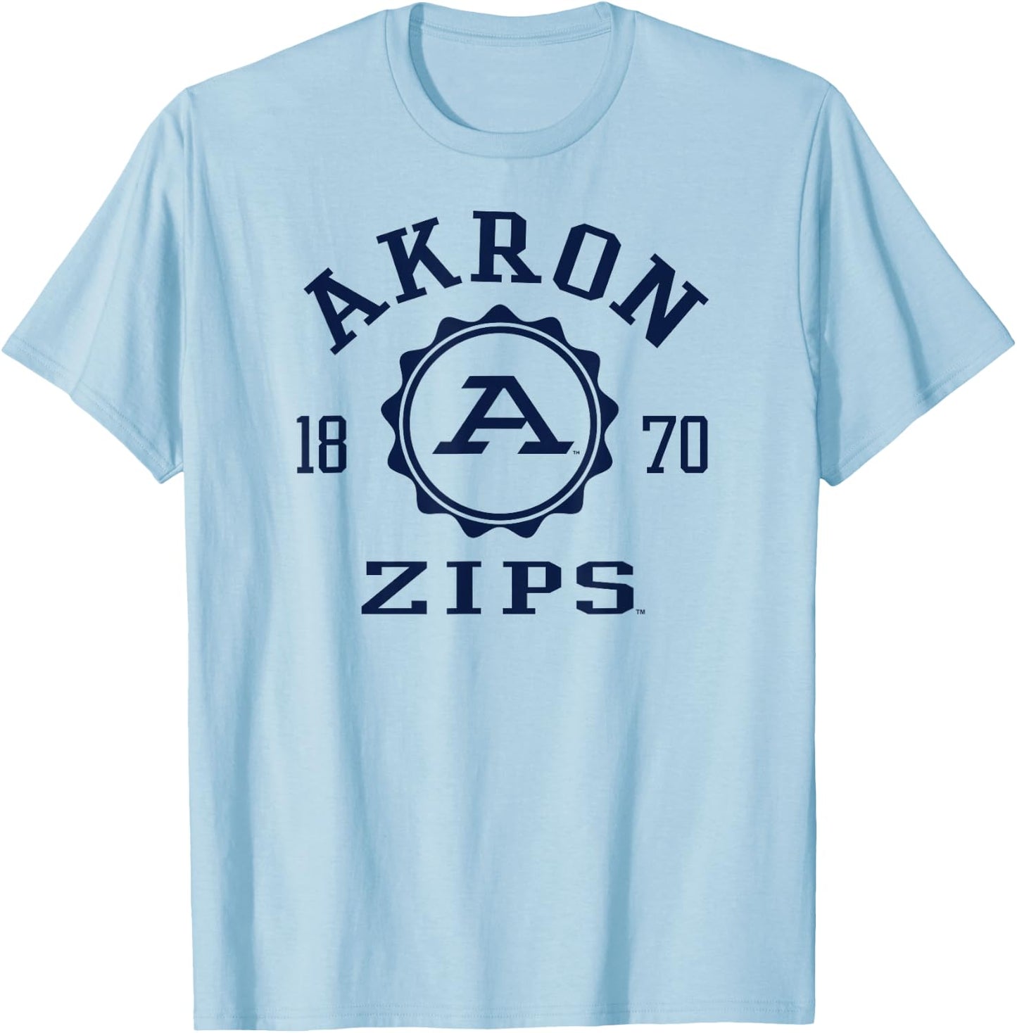Akron Zips Stamp Gray Officially Licensed T-Shirt - T-Shirt | Light Blue