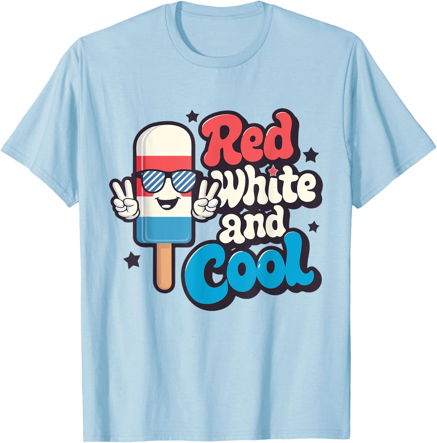 Red White And Cool 4th Of July Popsicle Ice Cream Patriotic Kids Men T-Shirt - T-Shirt | Light Blue