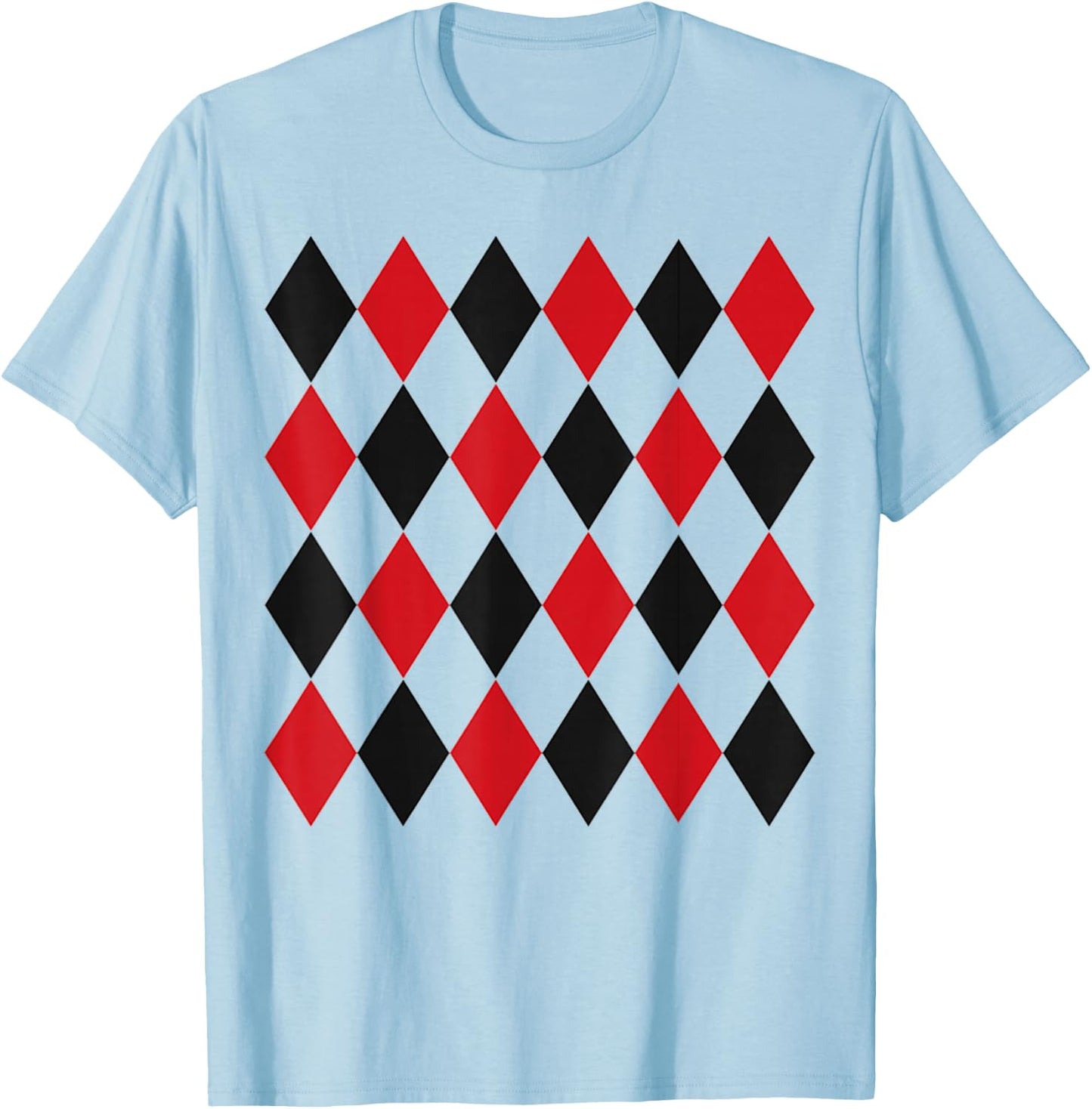Harlequin Red Black Pattern T-Shirt - T-Shirt | Light Blue