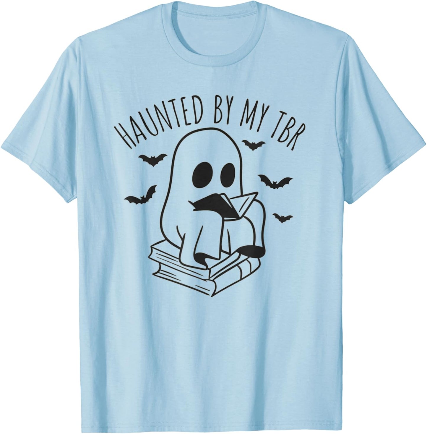 Haunted By My TBR Reading Coach Ghosts Halloween Bookish T-Shirt - T-Shirt | Light Blue