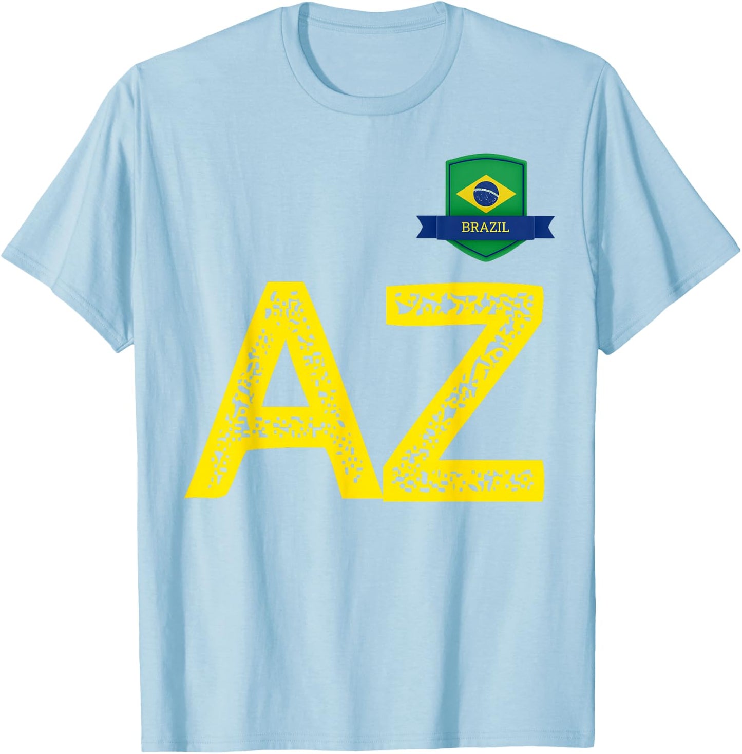 Brazil Human-Flag Letter A and Letter Z Brazil T-Shirt - T-Shirt | Light Blue