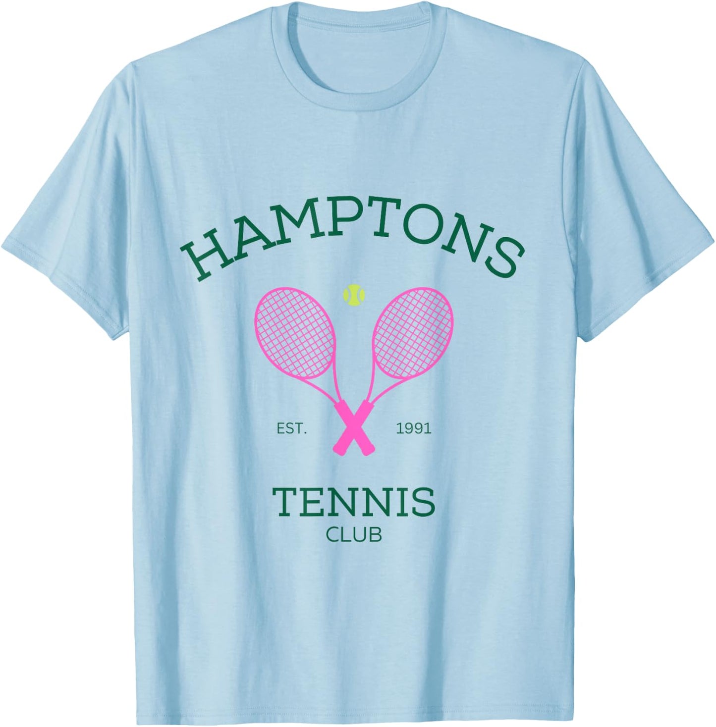 Hamptons New York Preppy Tennis Club T-Shirt - T-Shirt | Light Blue