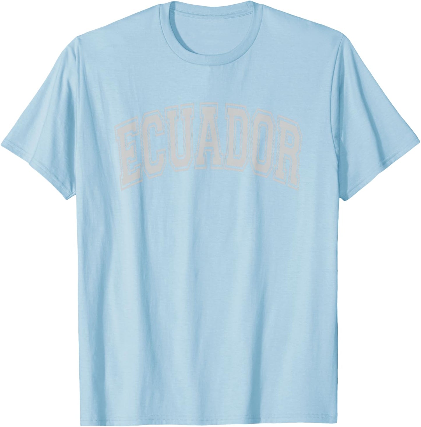 Ecuador Arched Style Text White with Gray Print T-Shirt - T-Shirt | Light Blue
