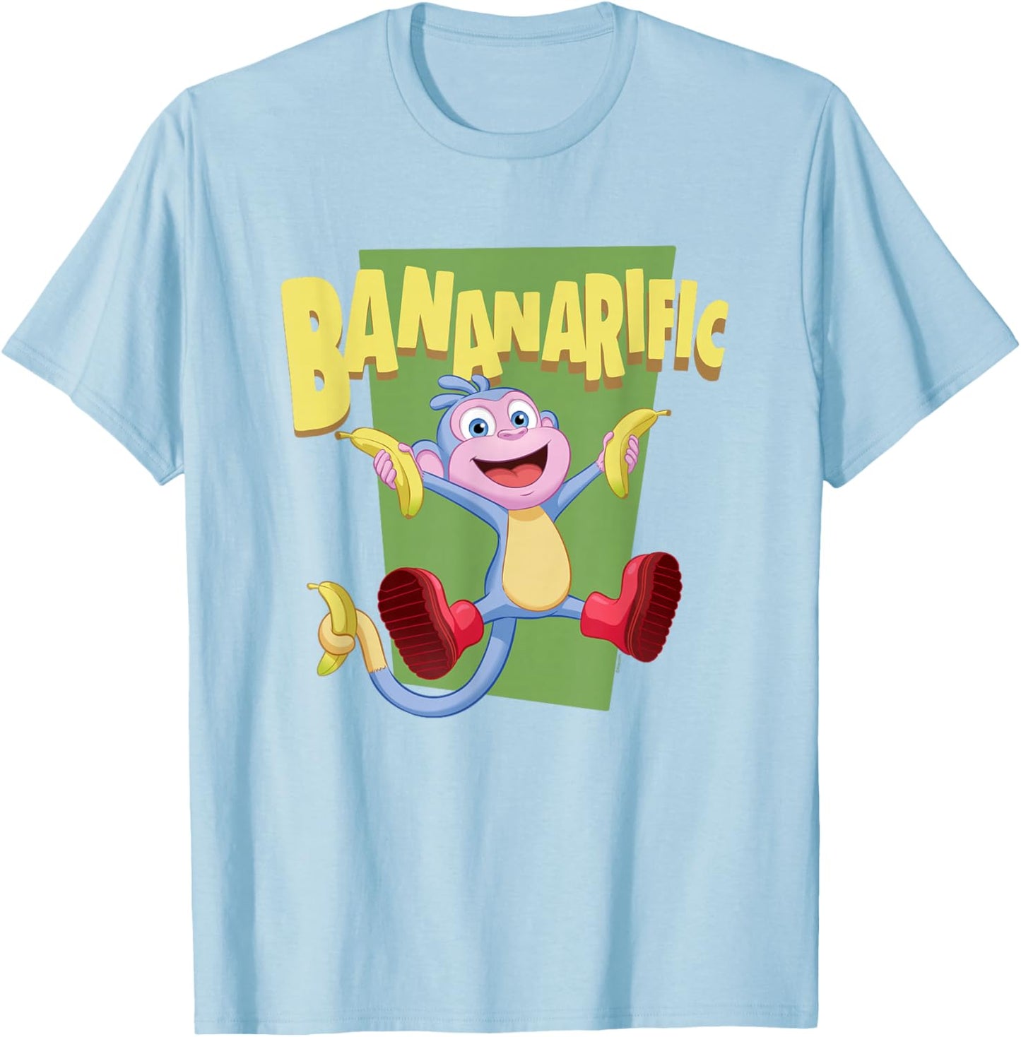 Dora The Explorer Cute Boots Bananarific Big Chest Logo T-Shirt - T-Shirt | Light Blue