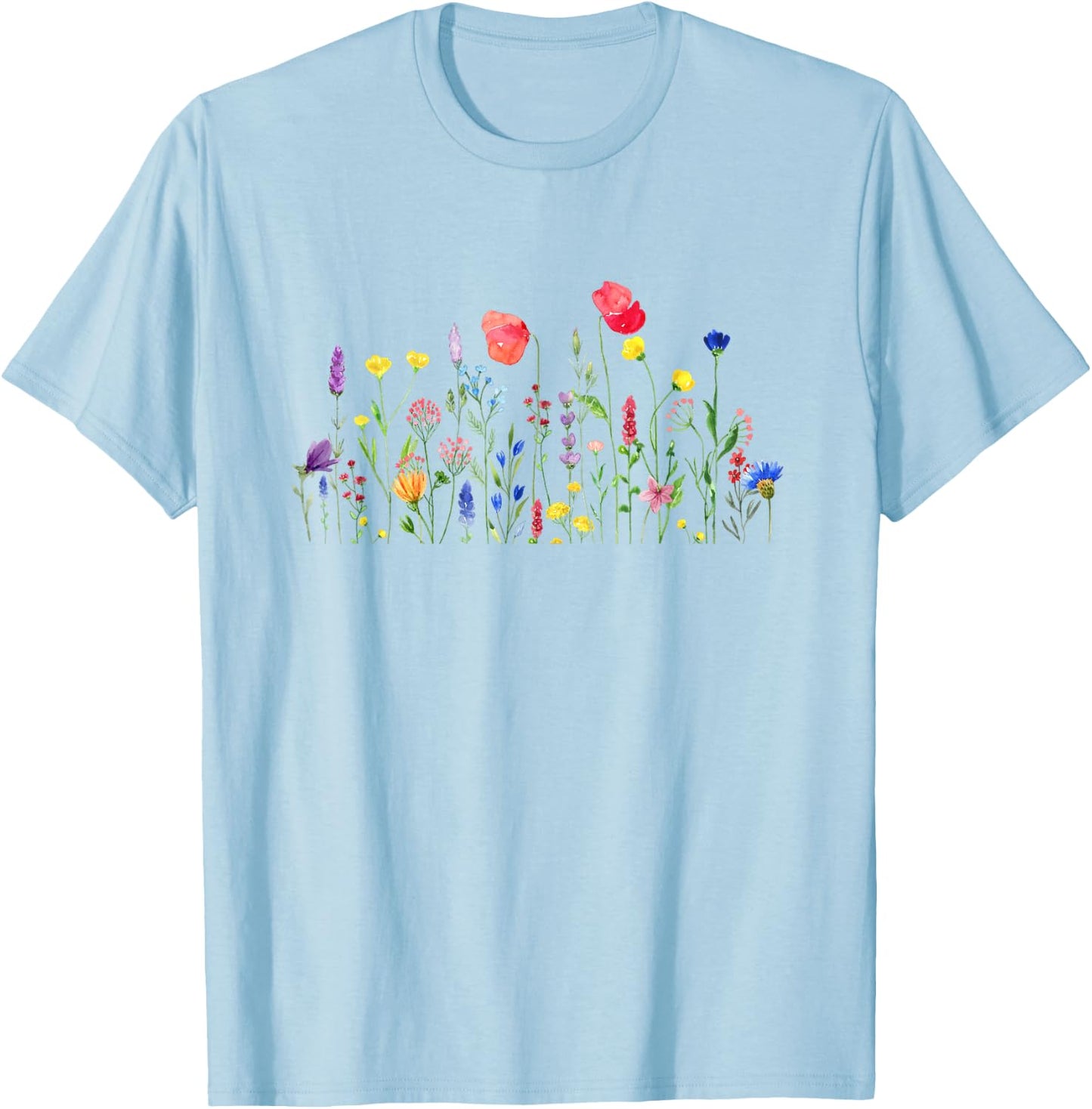 Spring Summer Wildflowers Men Women Kids T-Shirt - T-Shirt | Light Blue