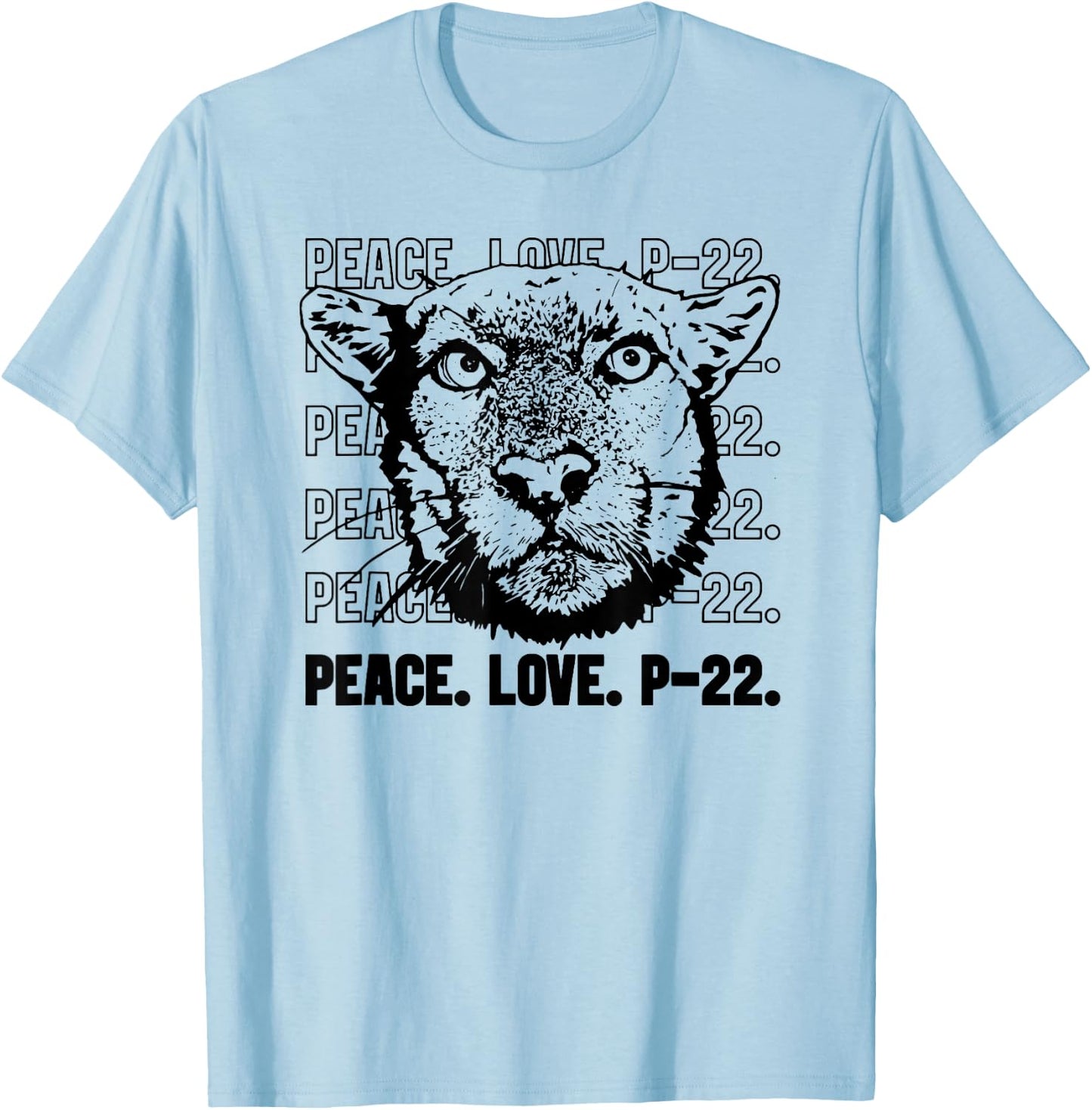 P-22 Mountain Lion Legend LA California Art P22 Peace Love T-Shirt - T-Shirt | Light Blue