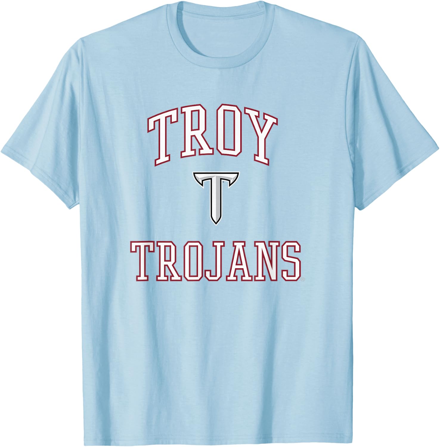 Troy Trojans Logo Gray Officially Licensed T-Shirt - T-Shirt | Light Blue